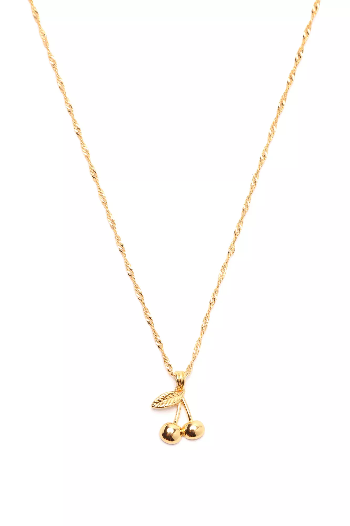 14k Gold Plated Cherry Necklace - Gold