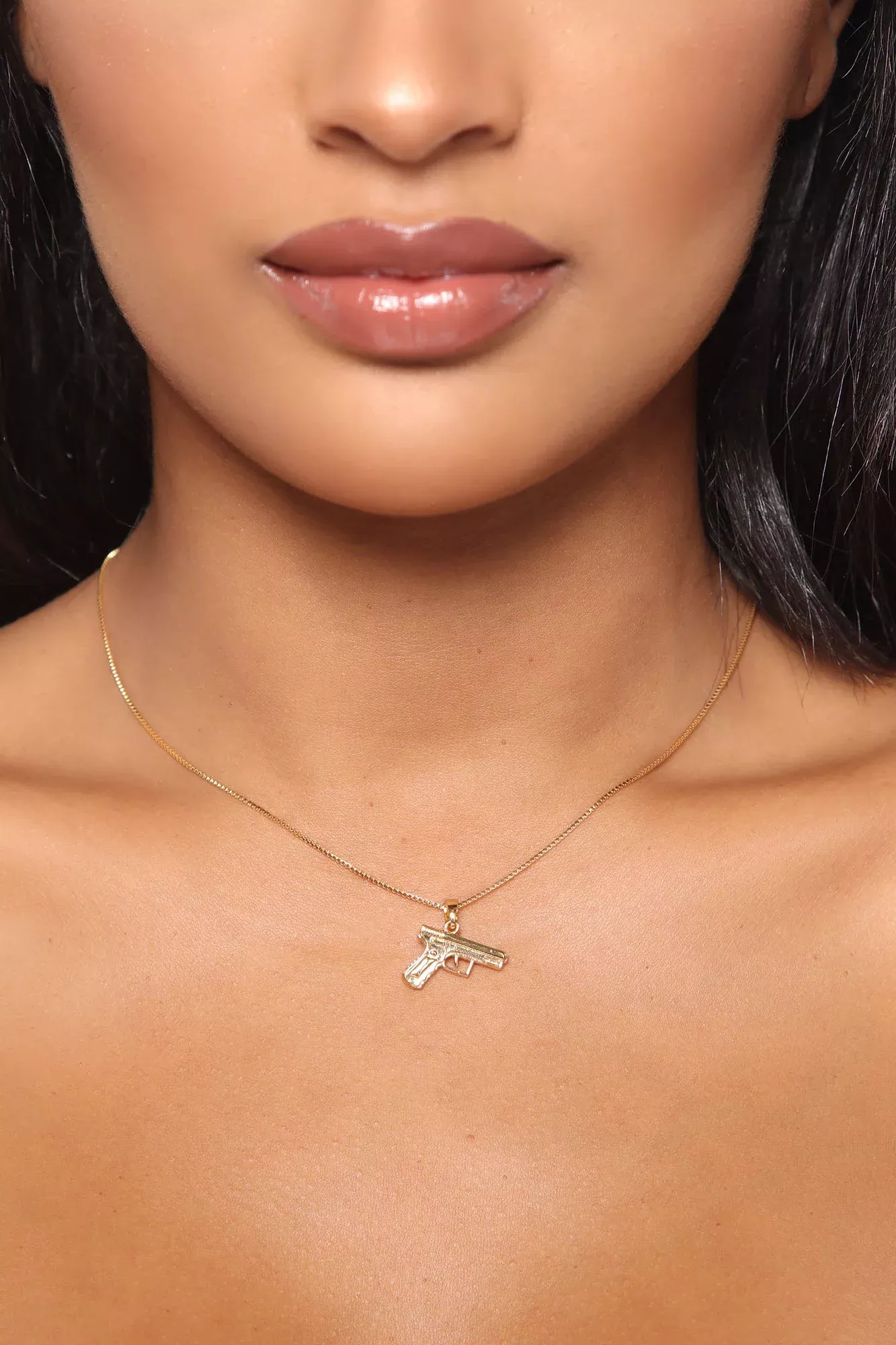 14K Gold Plated Gun Necklace - Gold
