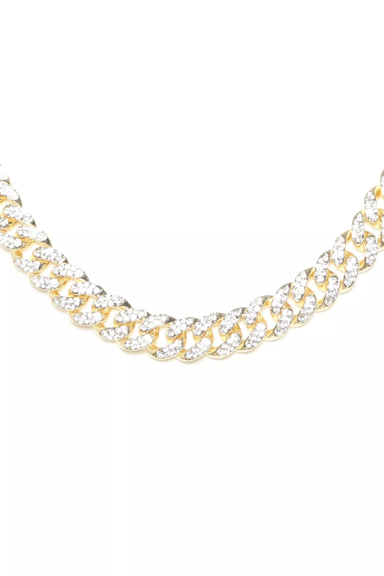 18″ All Ice Cuban Chain Necklace - Gold