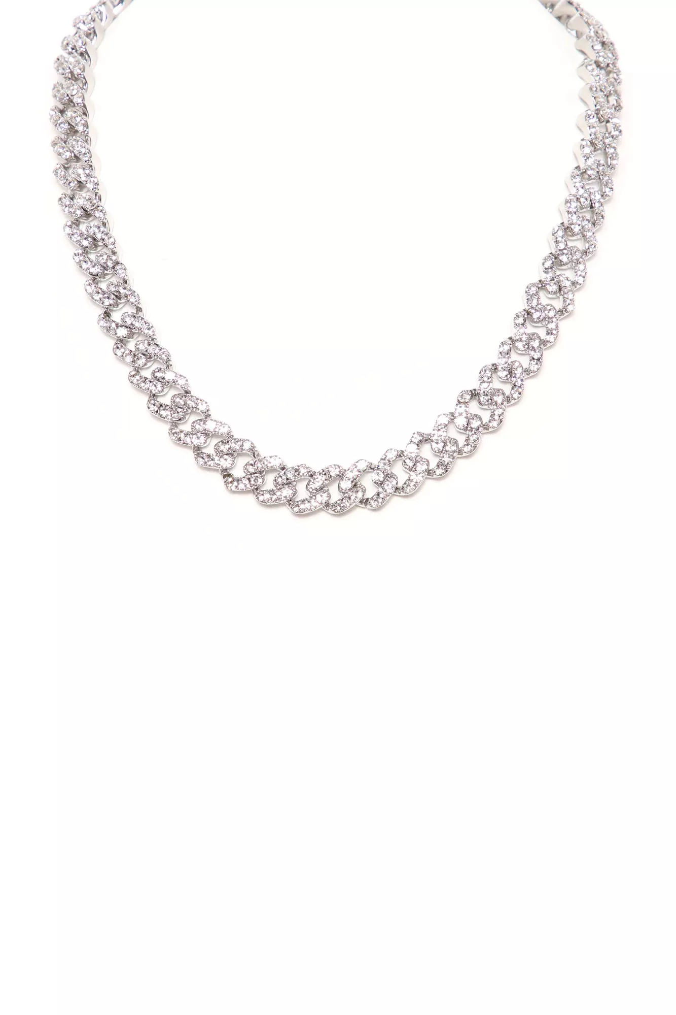 18″ Iced Out Cuban Chain Necklace - Silver