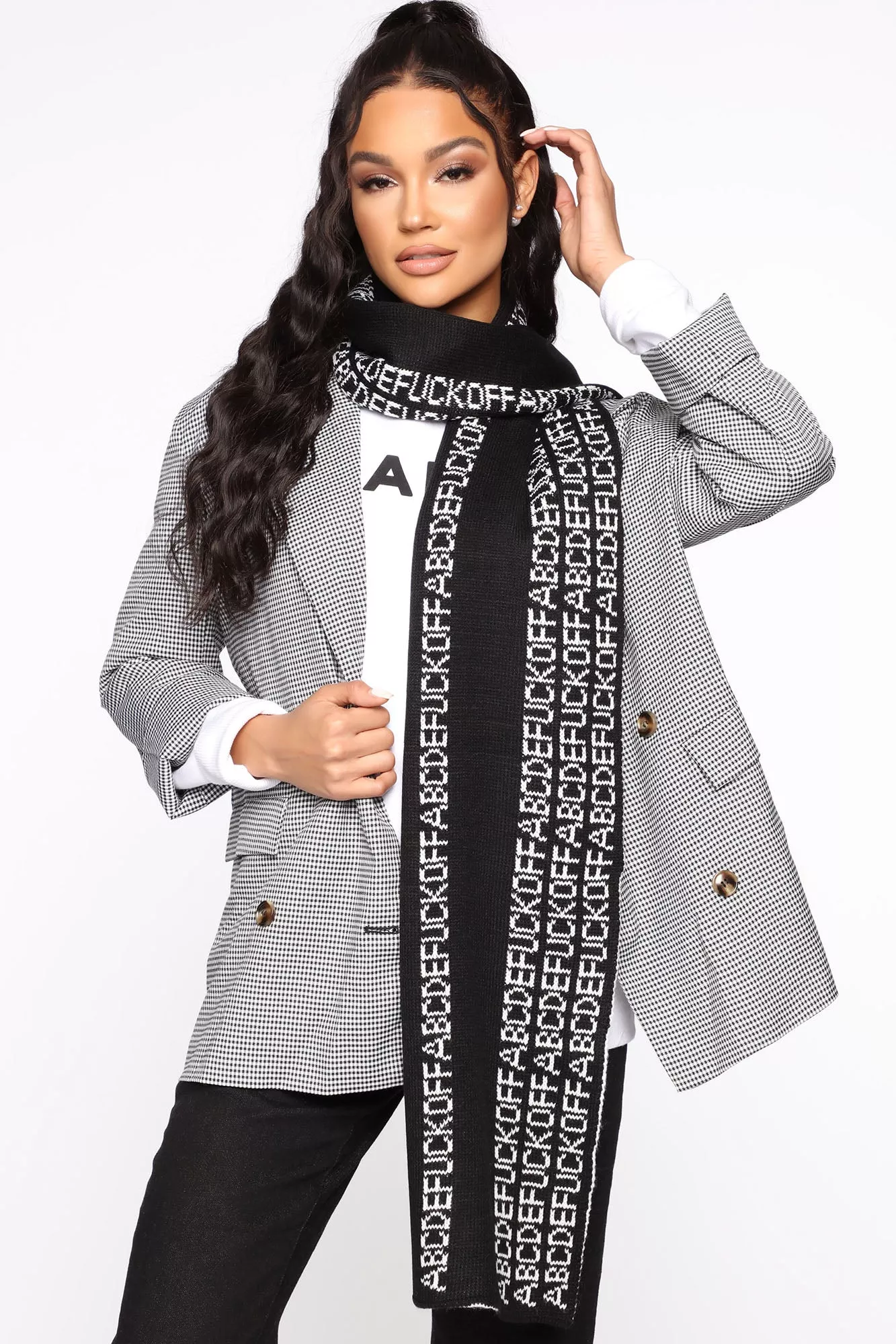 ABCDEFUCKOFF Scarf - Black/White
