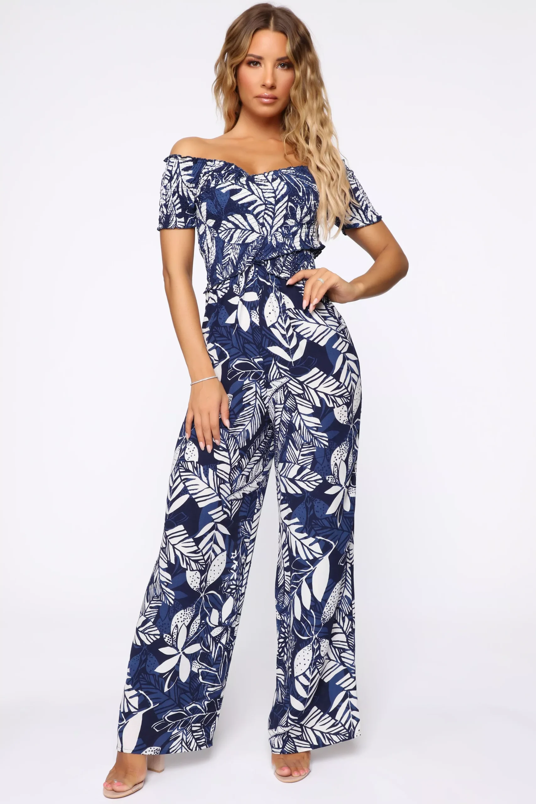 Ace Hotel Off Shoulder Jumpsuit - Navy