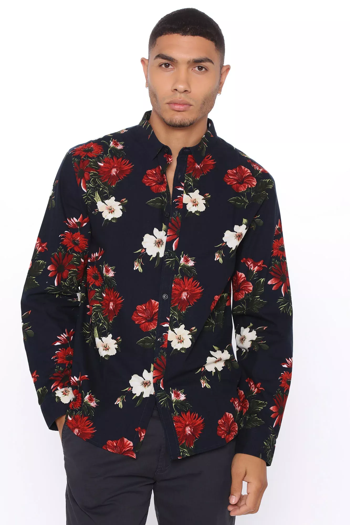 Adonis Long Sleeve Woven Top - Blue/Combo