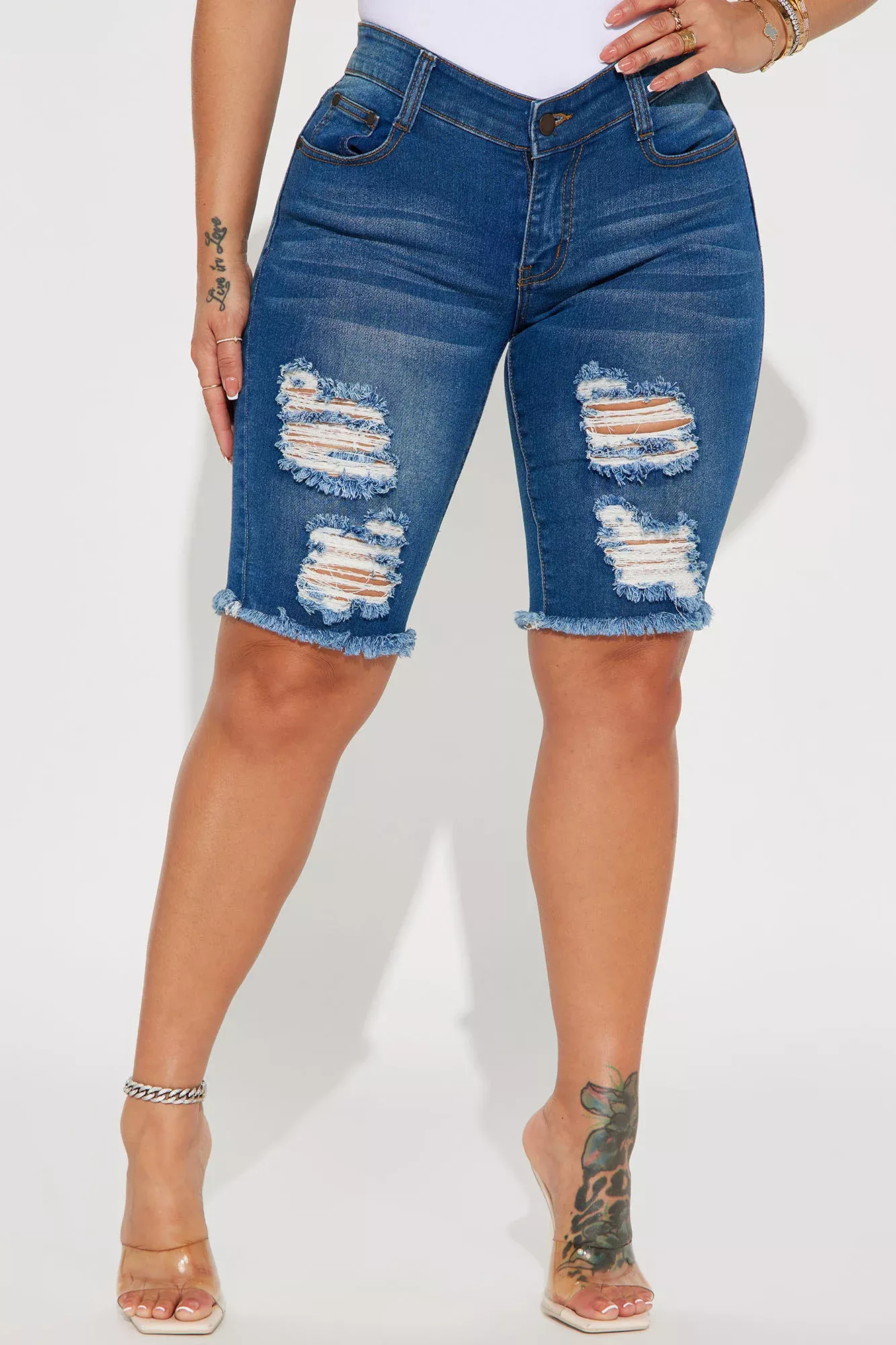 Against All Odds Bermuda Shorts - Medium Blue Wash
