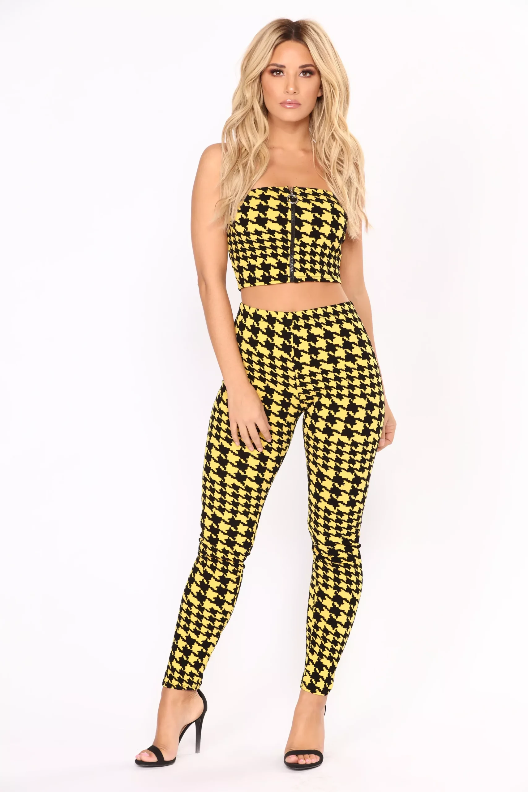 Alfie Houndstooth Pant Set - Yellow