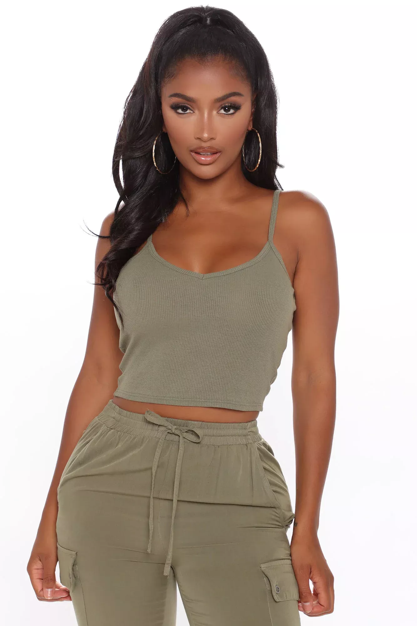 Alice Crop Tank - Olive