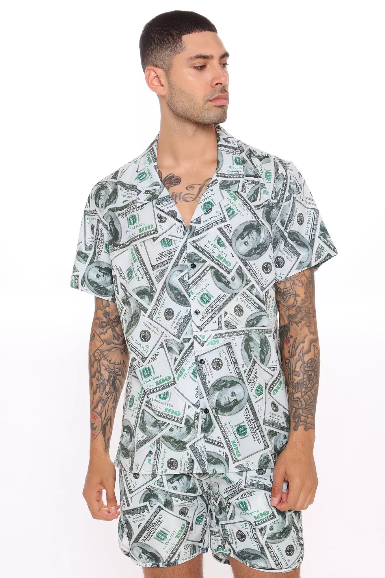 All About The Benjamin's Woven Top - Green/combo