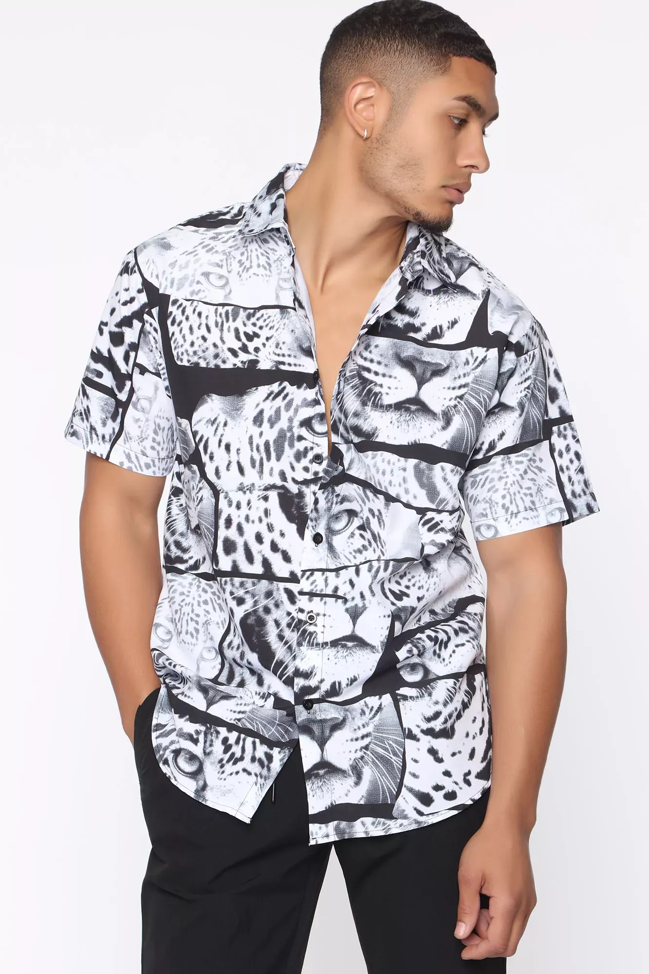 All Eyes On You Short Sleeve Woven Top - White/Black