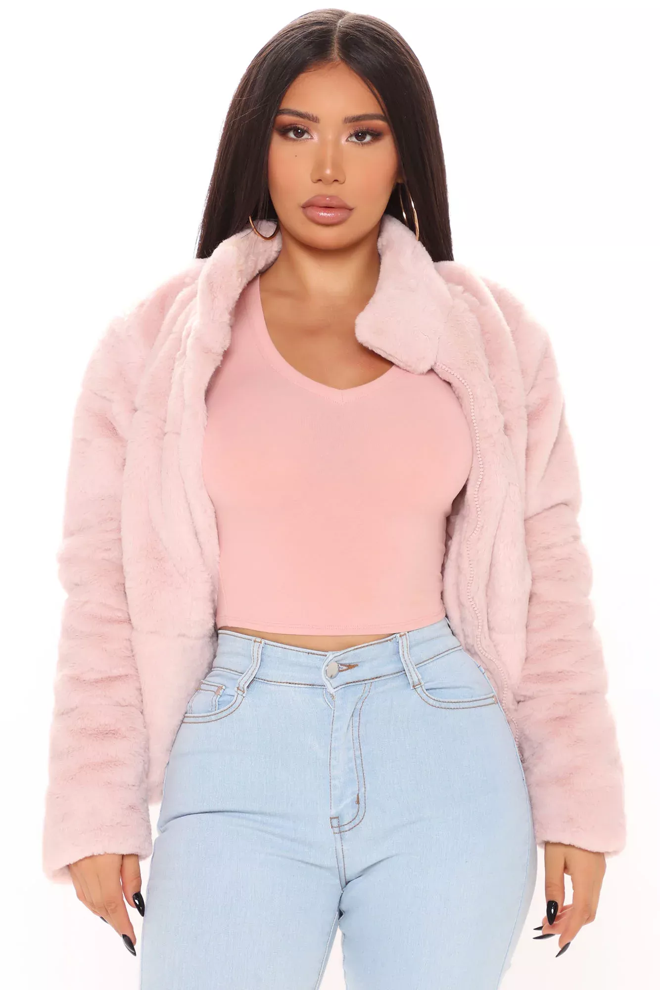 All Fur It Faux Fur Jacket - Mauve