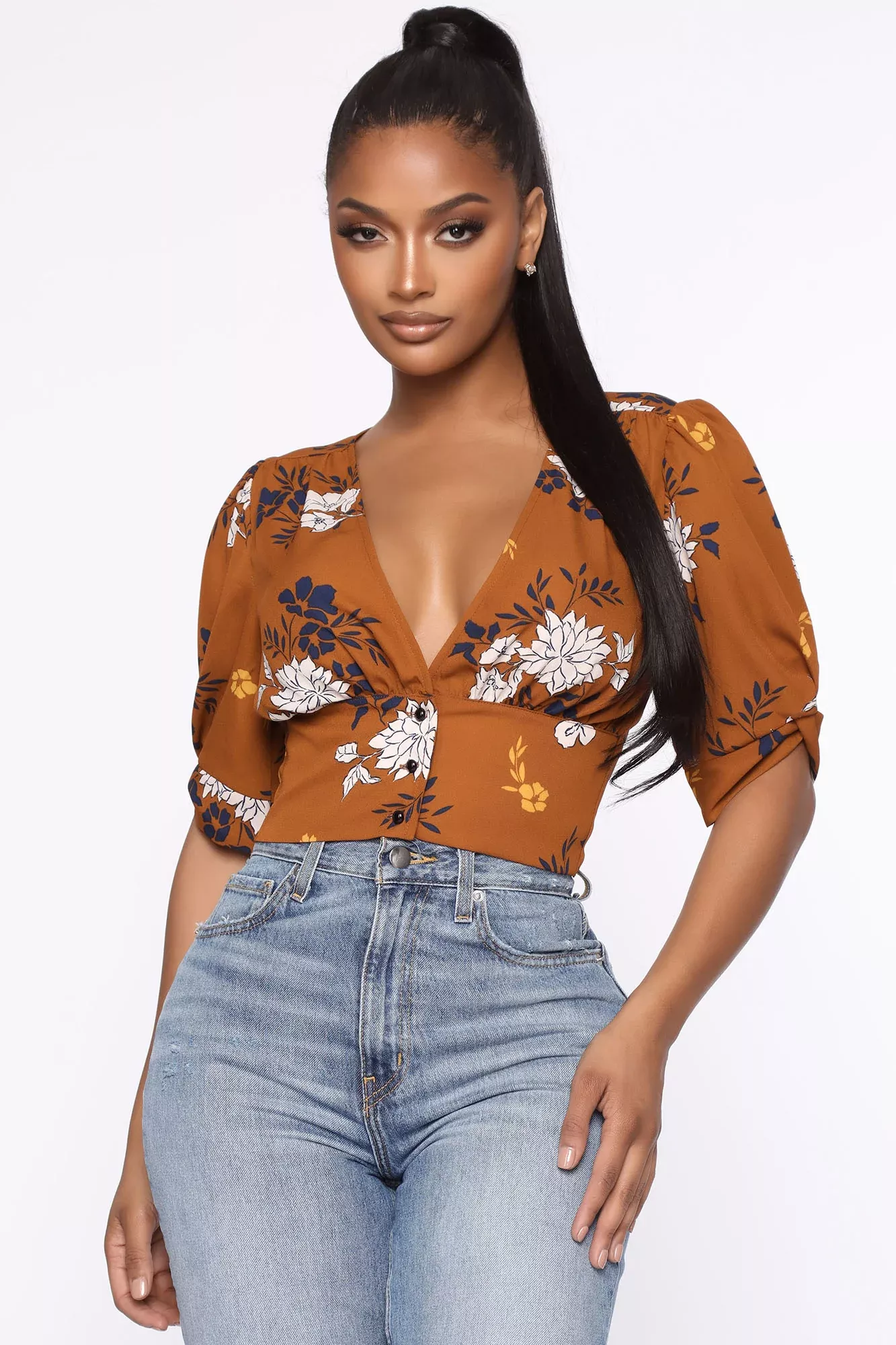 Always Adored Floral Top - Rust