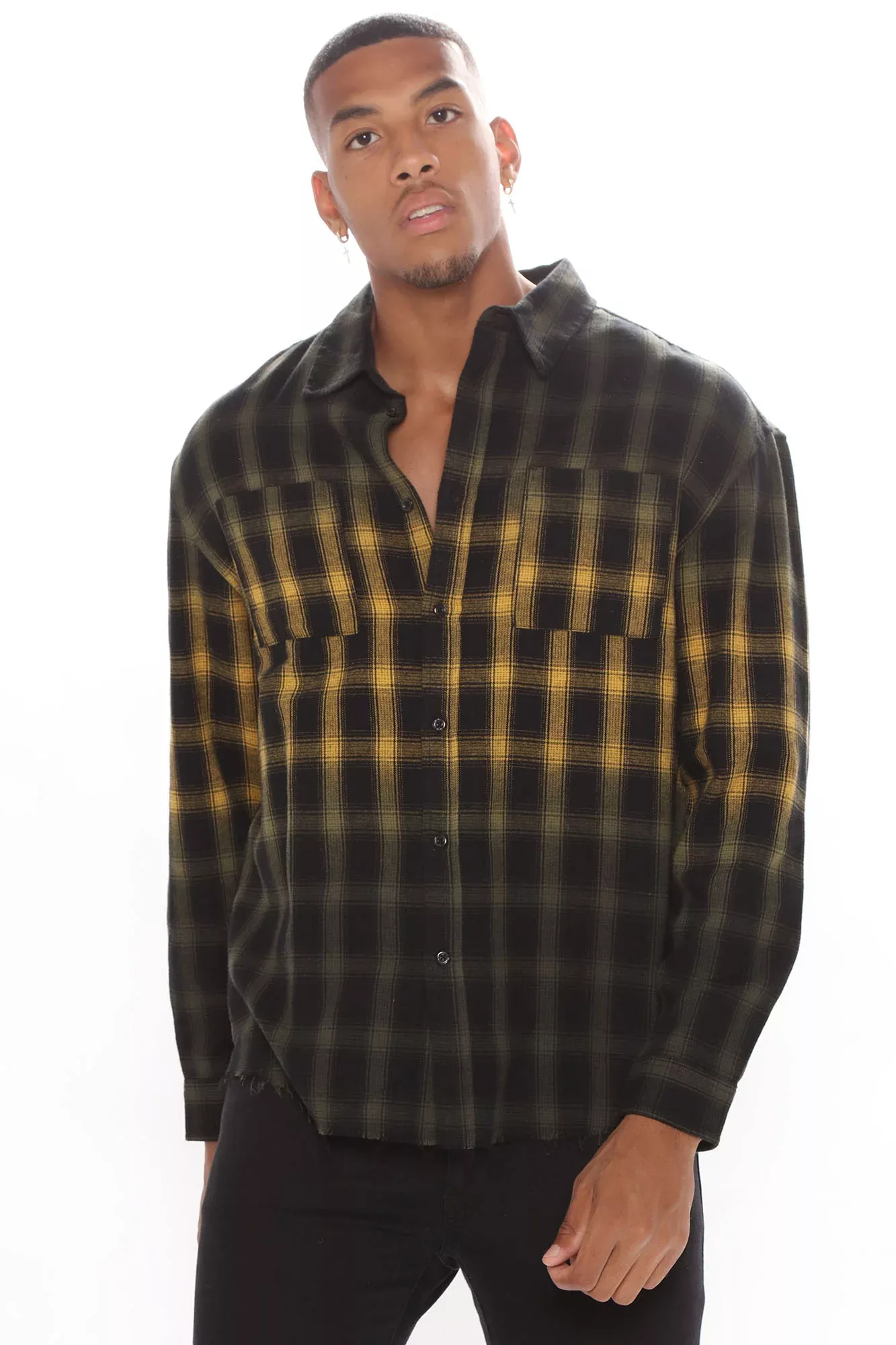 Angelo Plaid Long Sleeve Woven Top - Yellow/combo