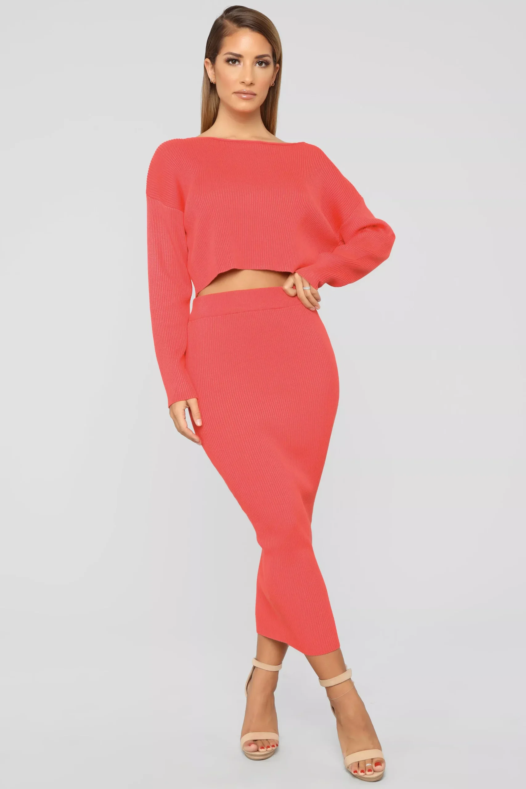 Another Night With You Skirt Set - Coral