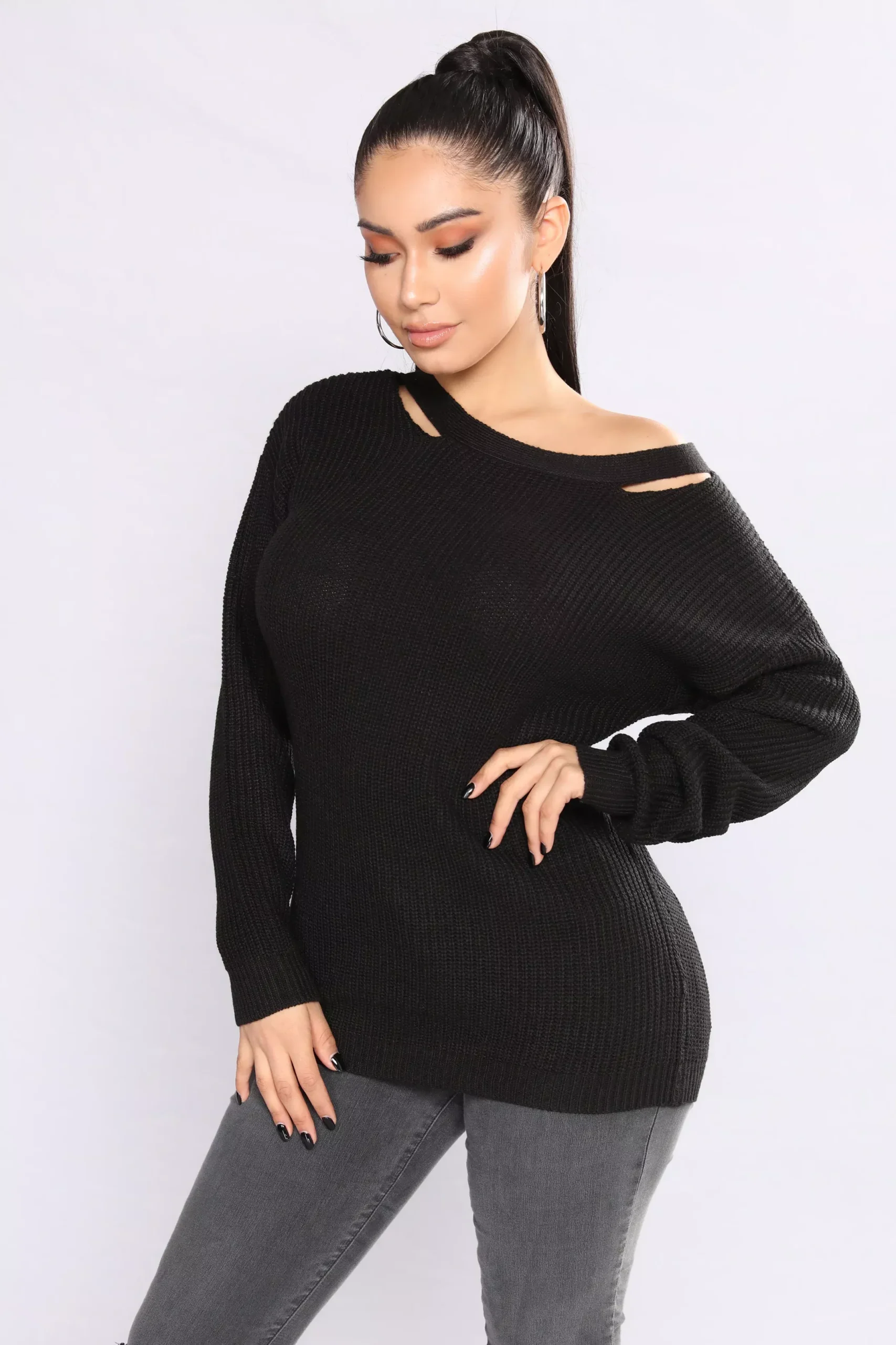 Arya Cross Back Sweater - Black