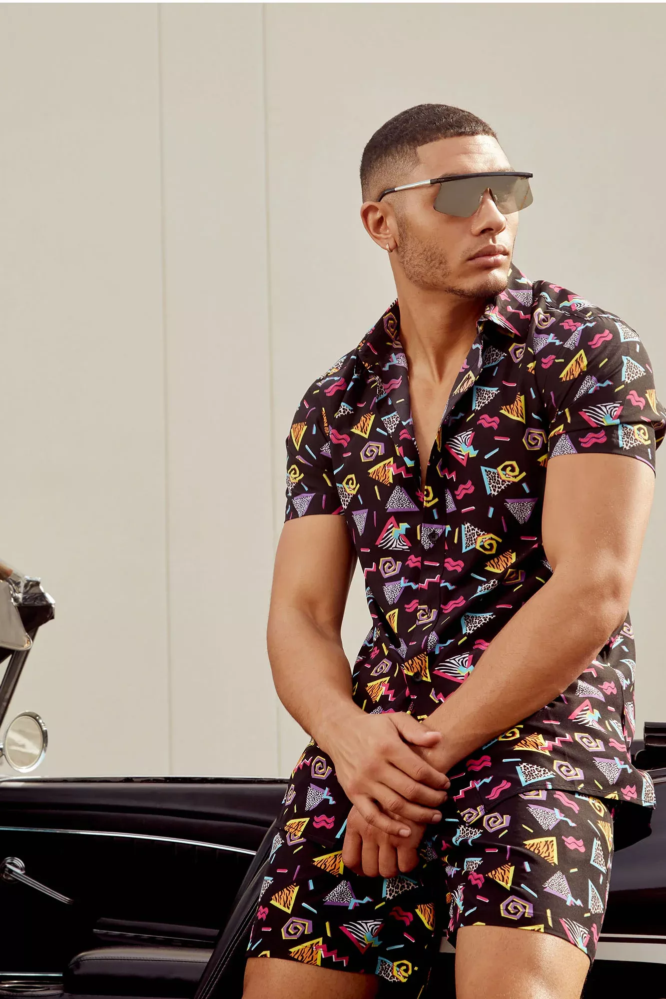 Bel-Air Short Sleeve Woven Top - Black/combo