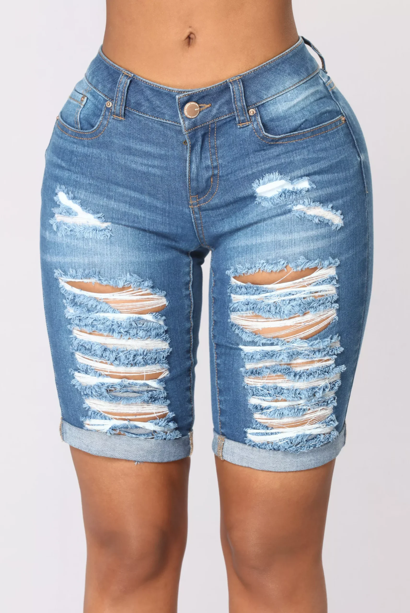 Bring It Back Bermuda Shorts - Medium Blue Wash