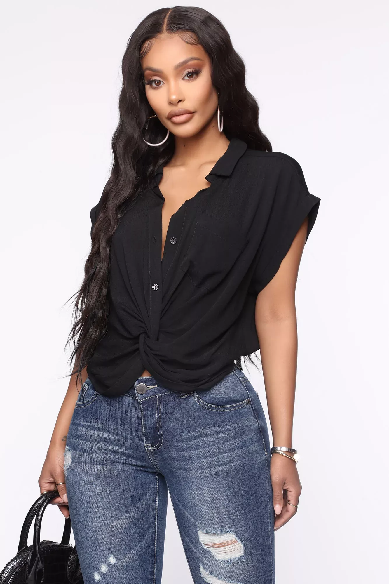 Button Me Up Top - Black
