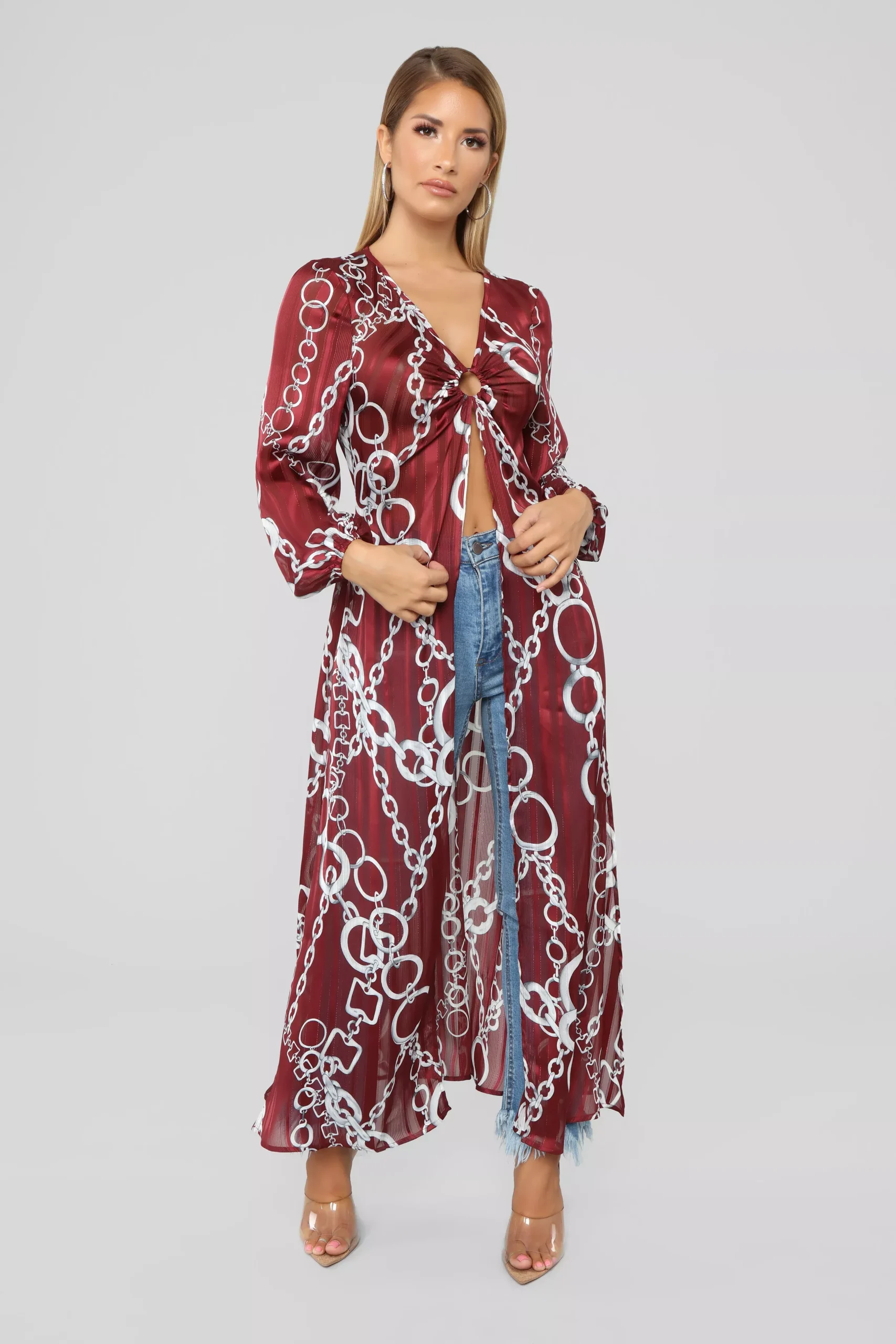 Can't Read Me Printed Tunic - Burgundy/combo