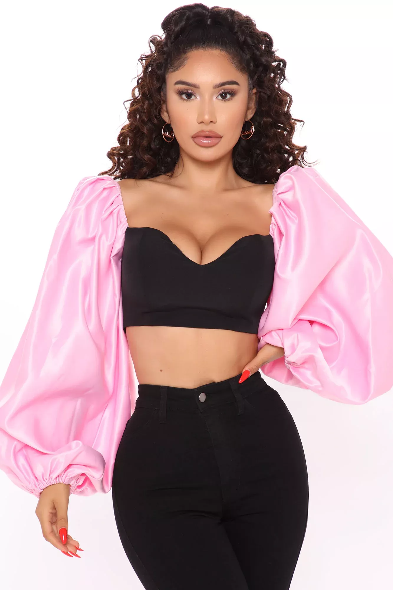 Carmelita Corset Top - Black/Pink