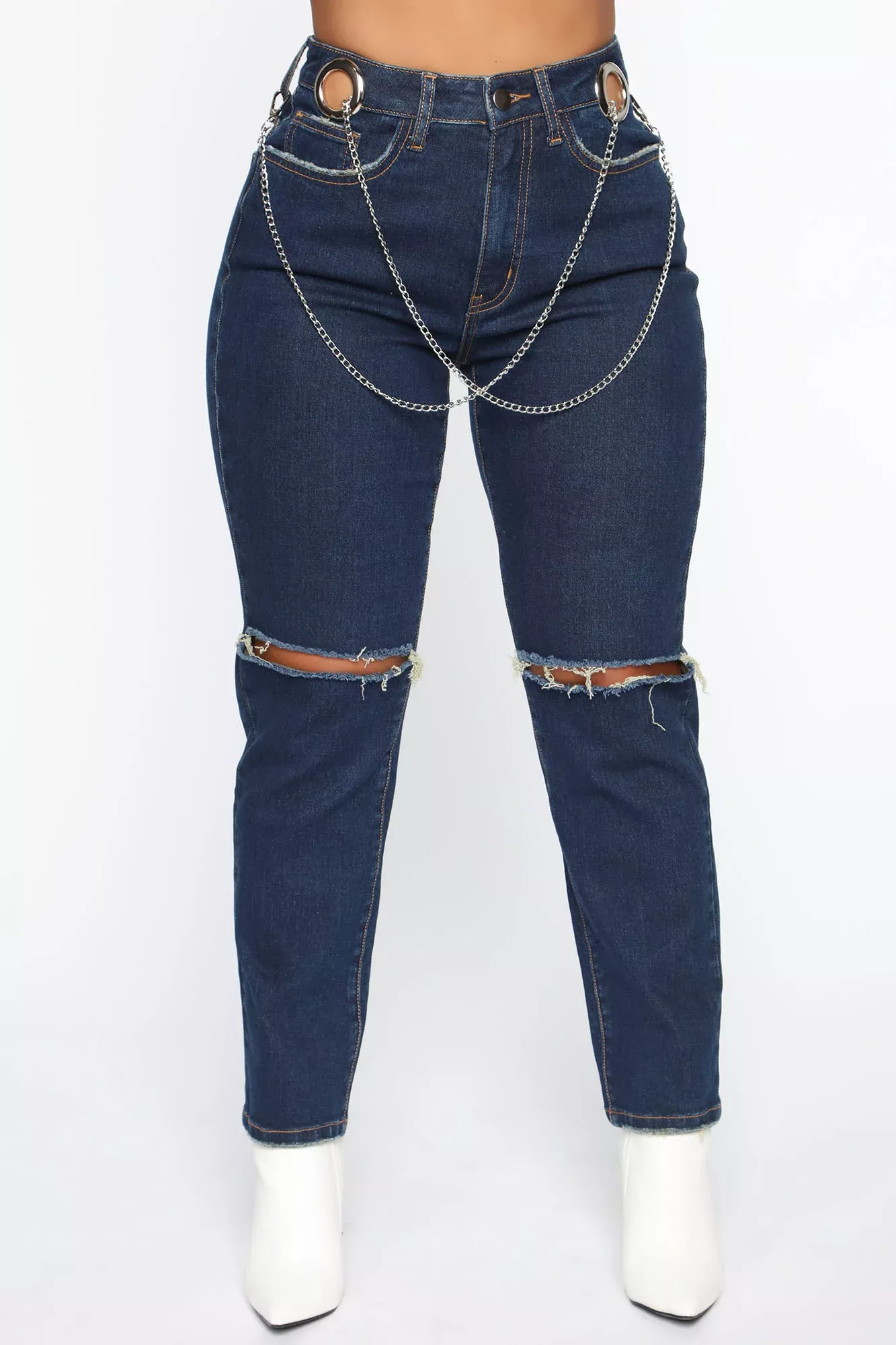Chain That Attitude Boyfriend Jeans - Medium Wash