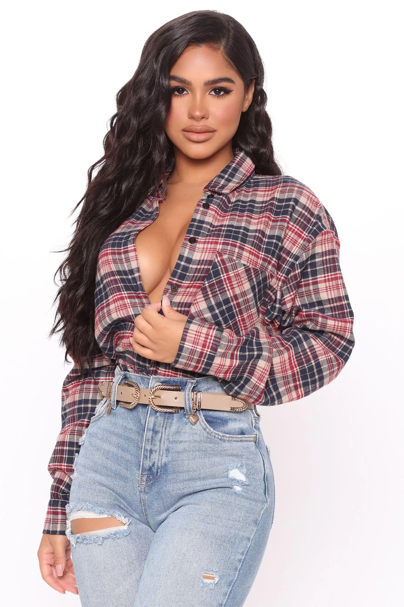 Change of Plaids Flannel Shirt - Navy/combo