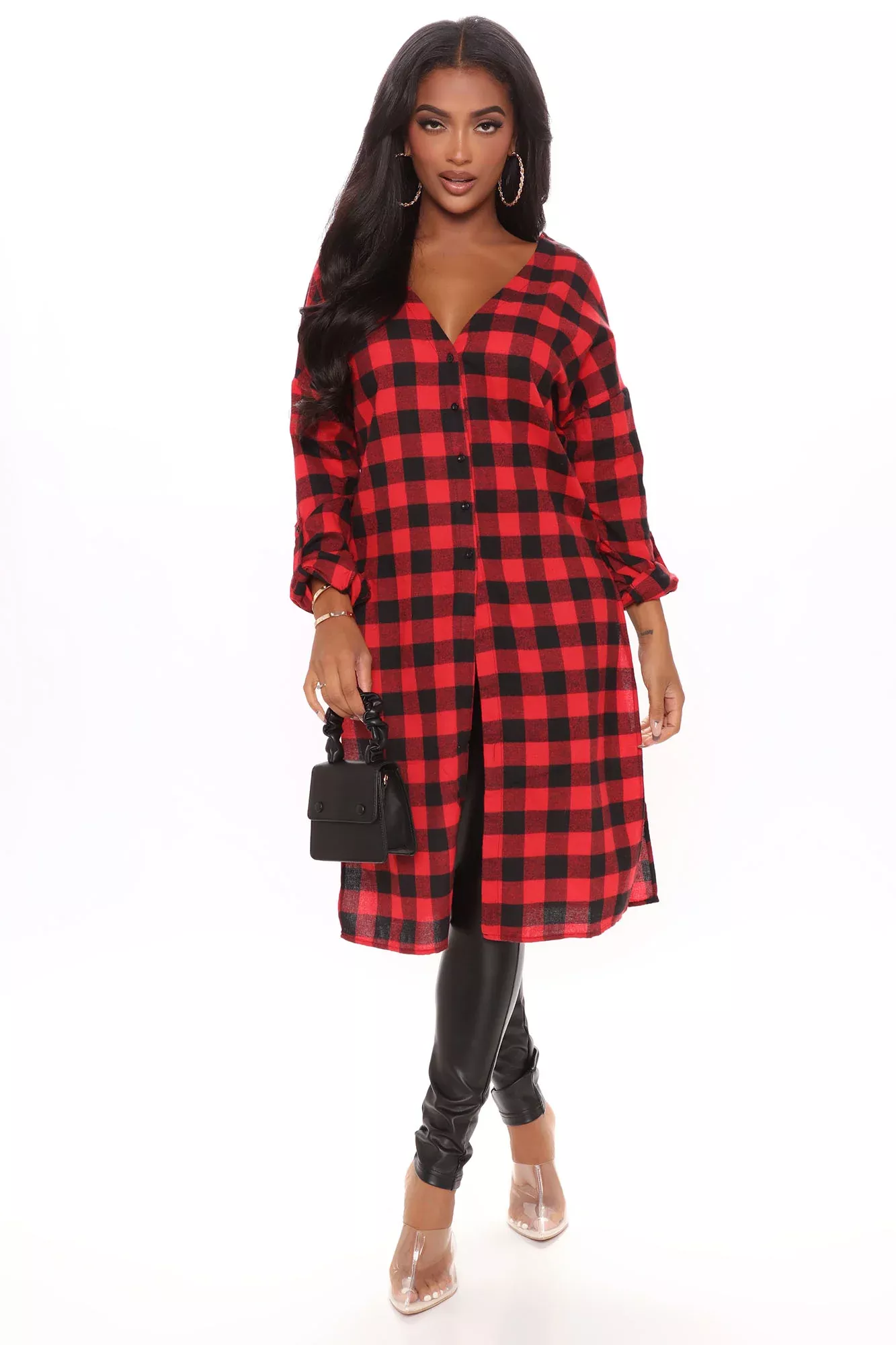 Check Up Time Plaid Top - Red/Black