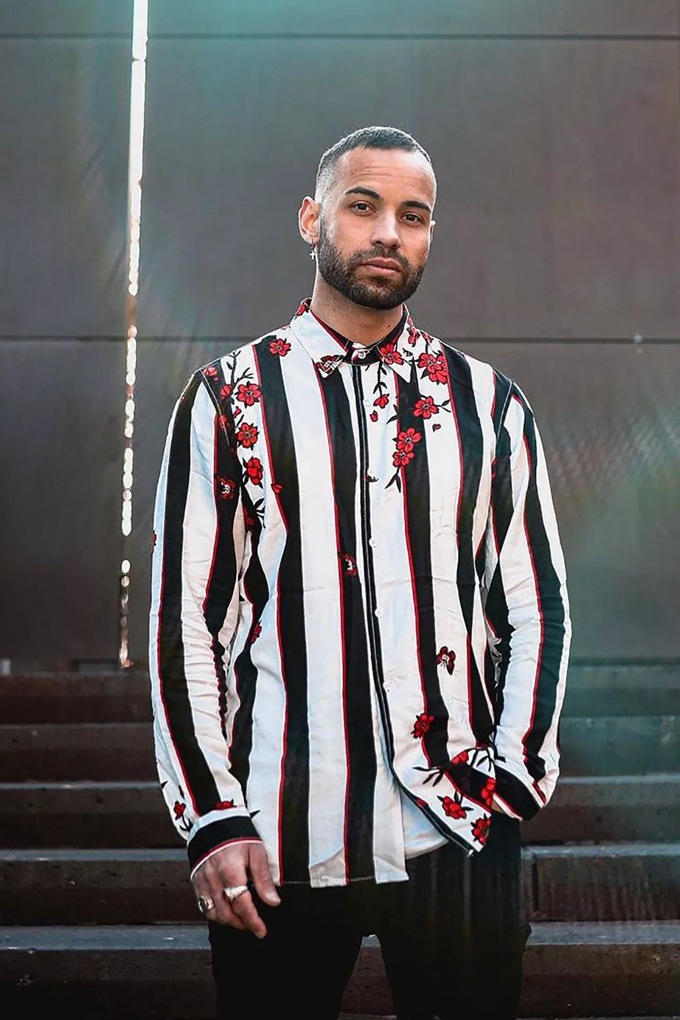 Cherry Blossom Long Sleeve Woven Top - White/combo