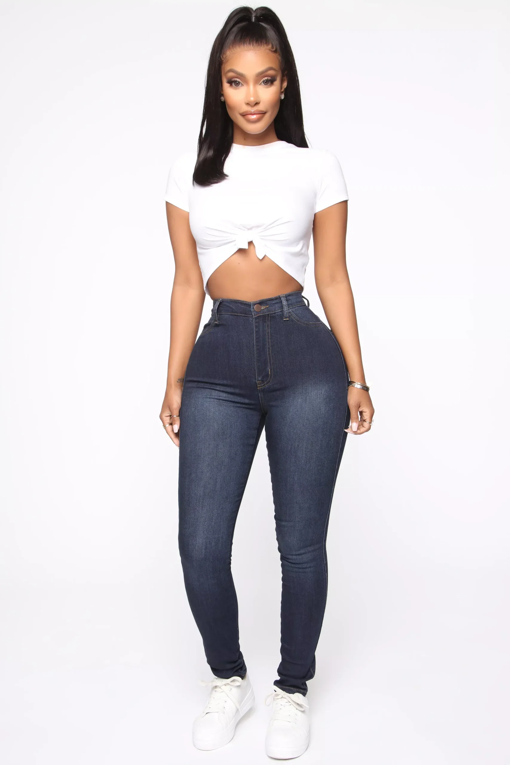 Classic High Waist Skinny Jeans - Blue Wash