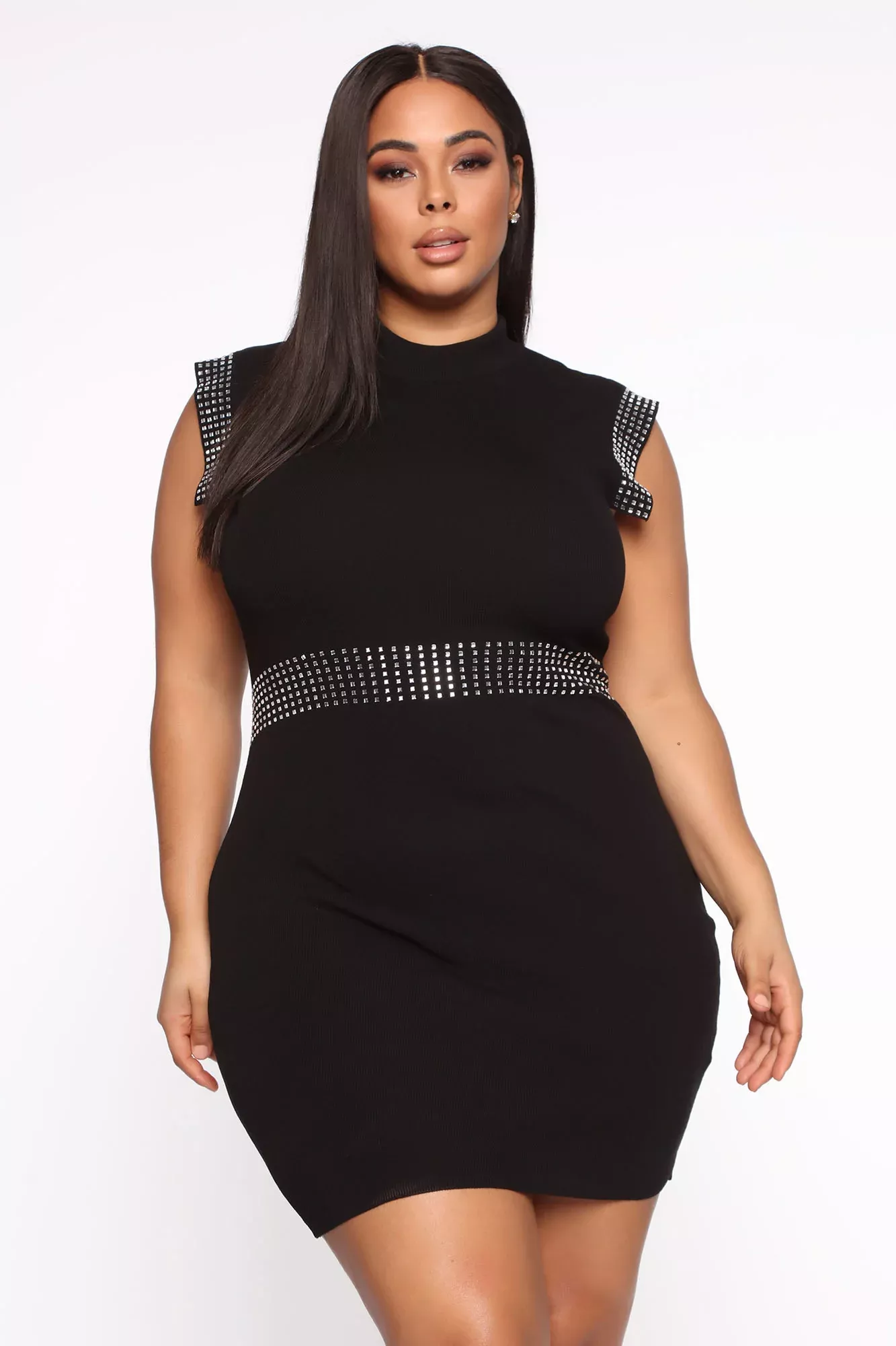Classy But Fun Mini Sweater Rib Dress - Black