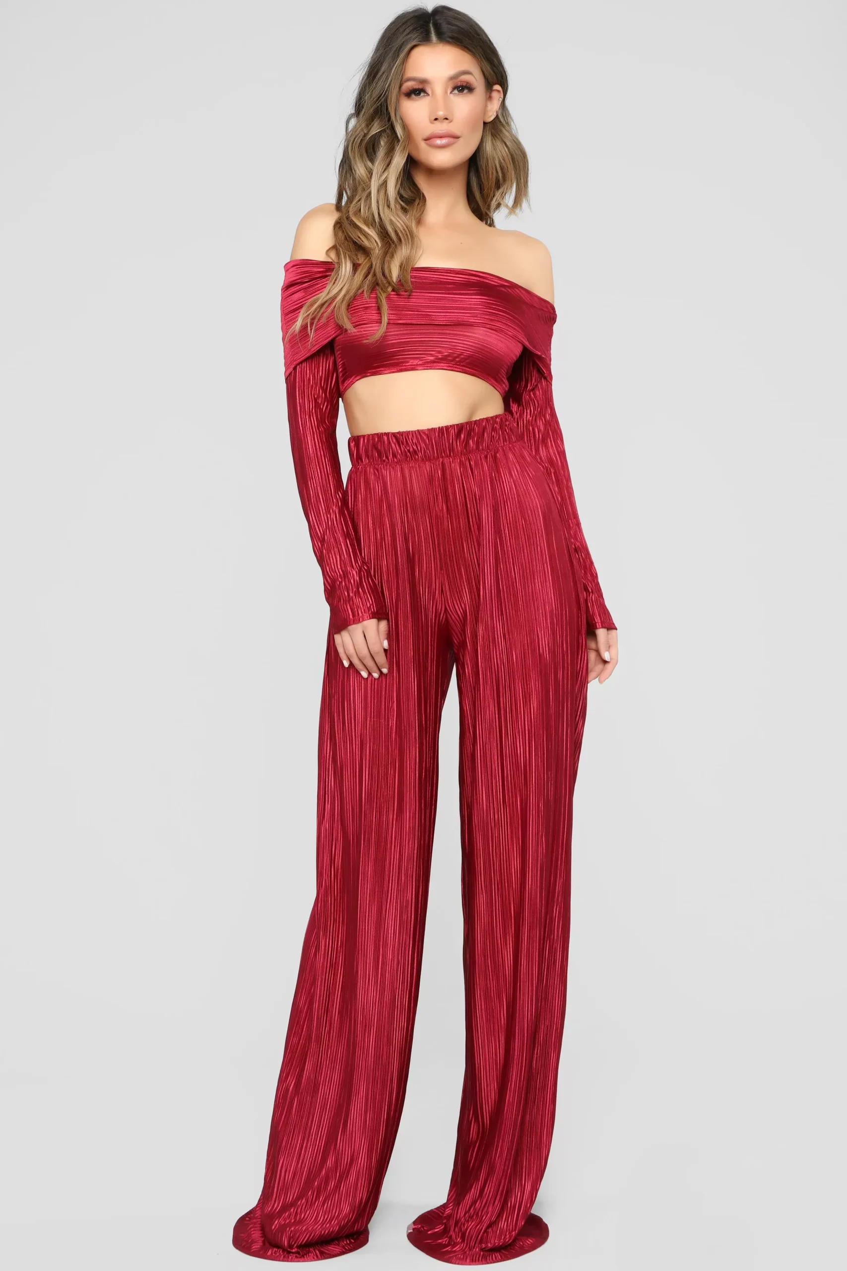 A Compleat Fit Pant Set - Burgundy