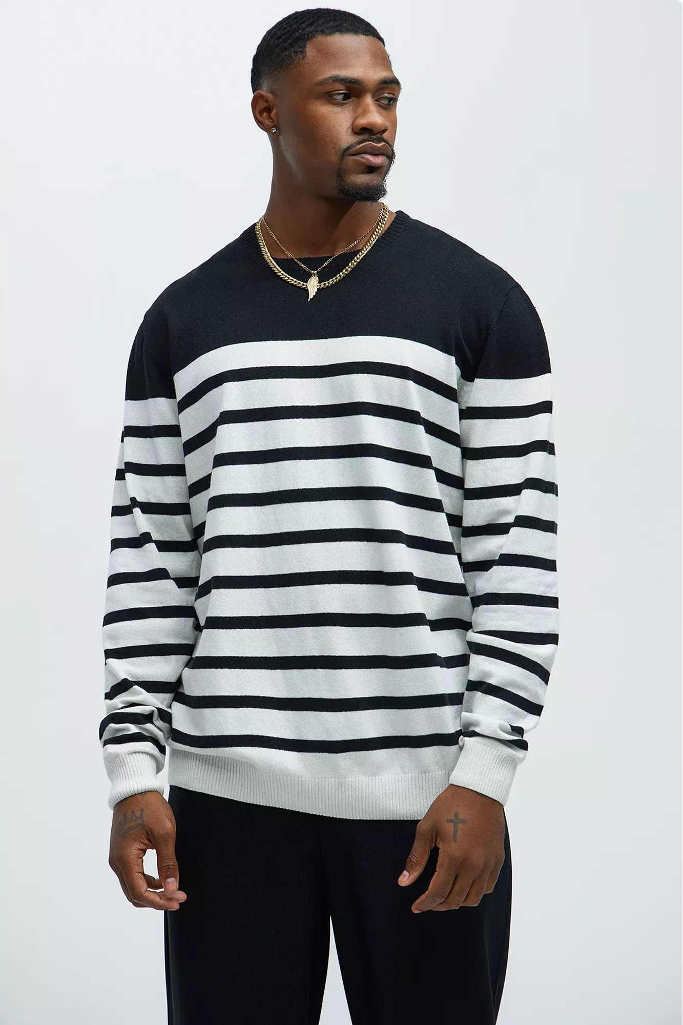 Cozy and Cool Crewneck Sweater - Black/combo