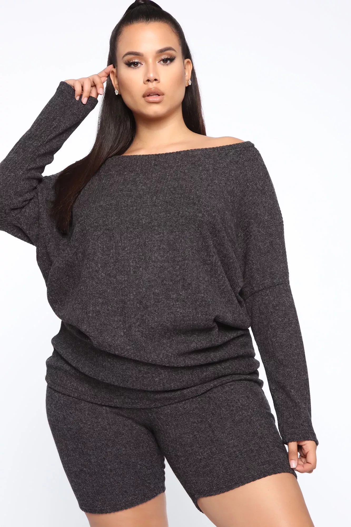 A Cozy Dream Biker Short Set - Charcoal