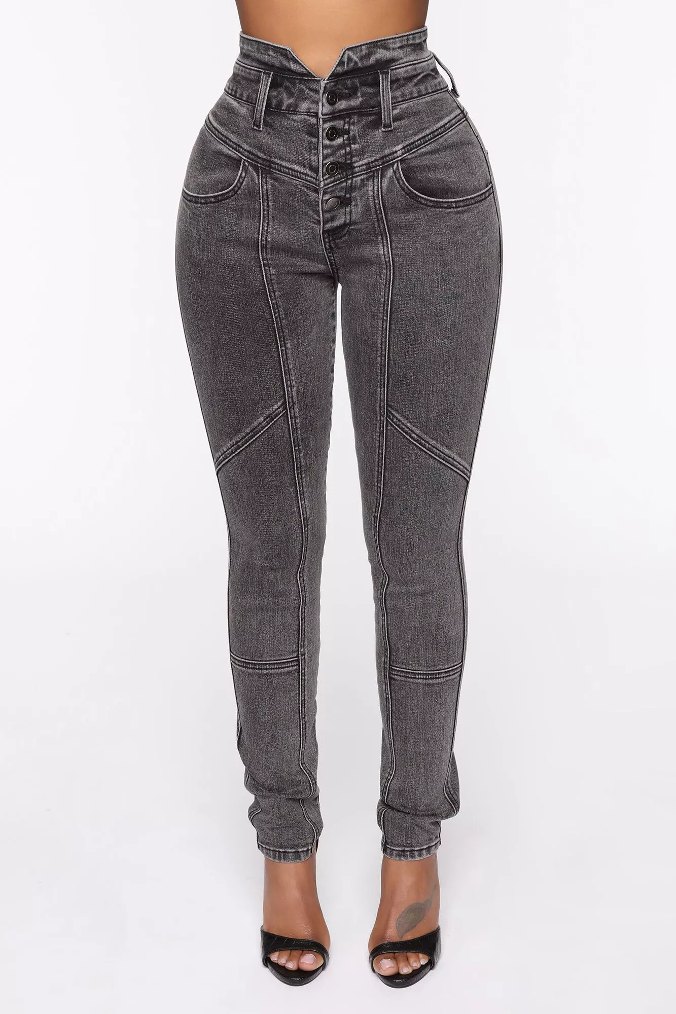 Cross The Line High Rise Skinny jeans - Black Wash
