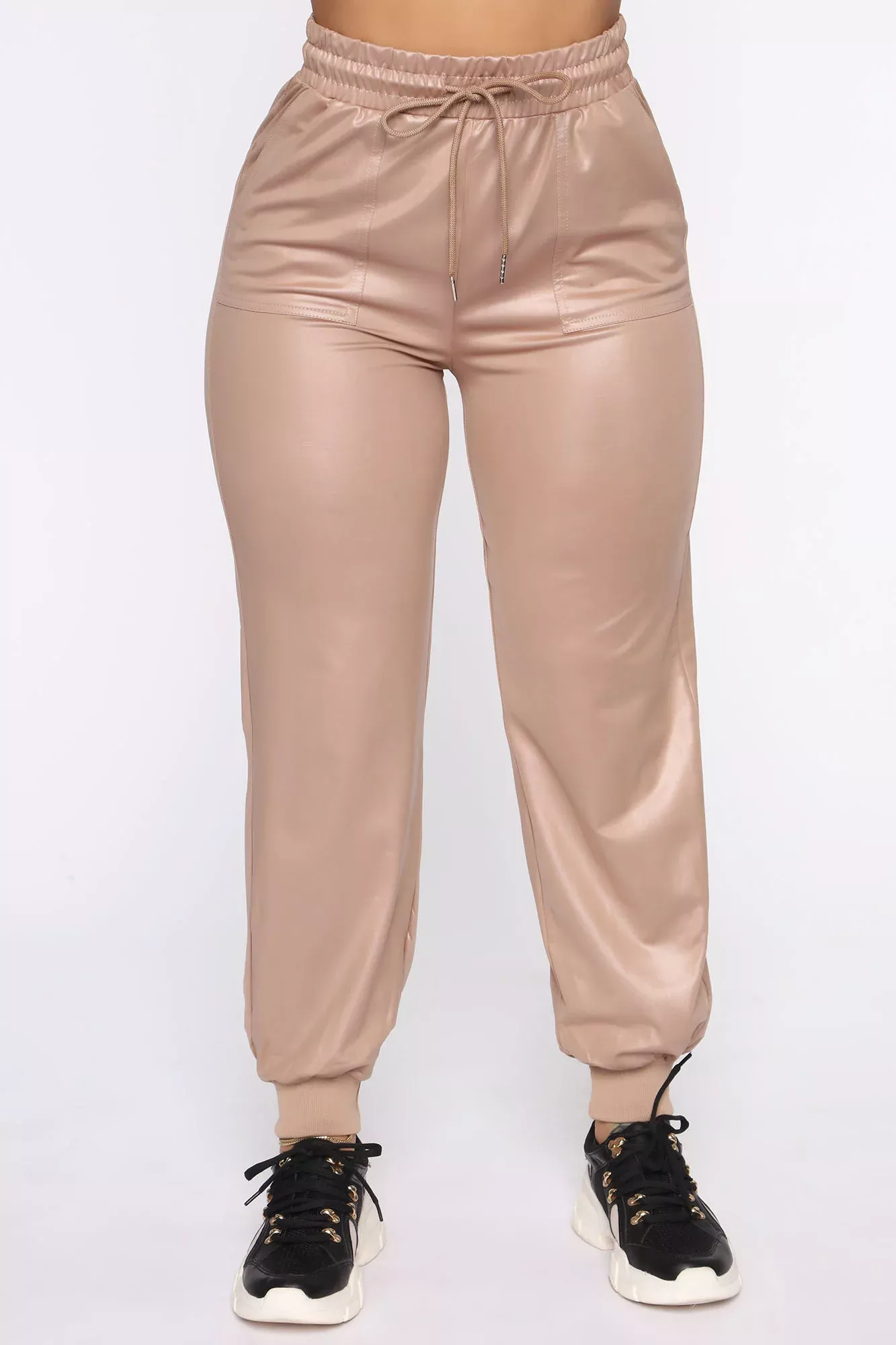 Deep In Love PU Jogger - Taupe