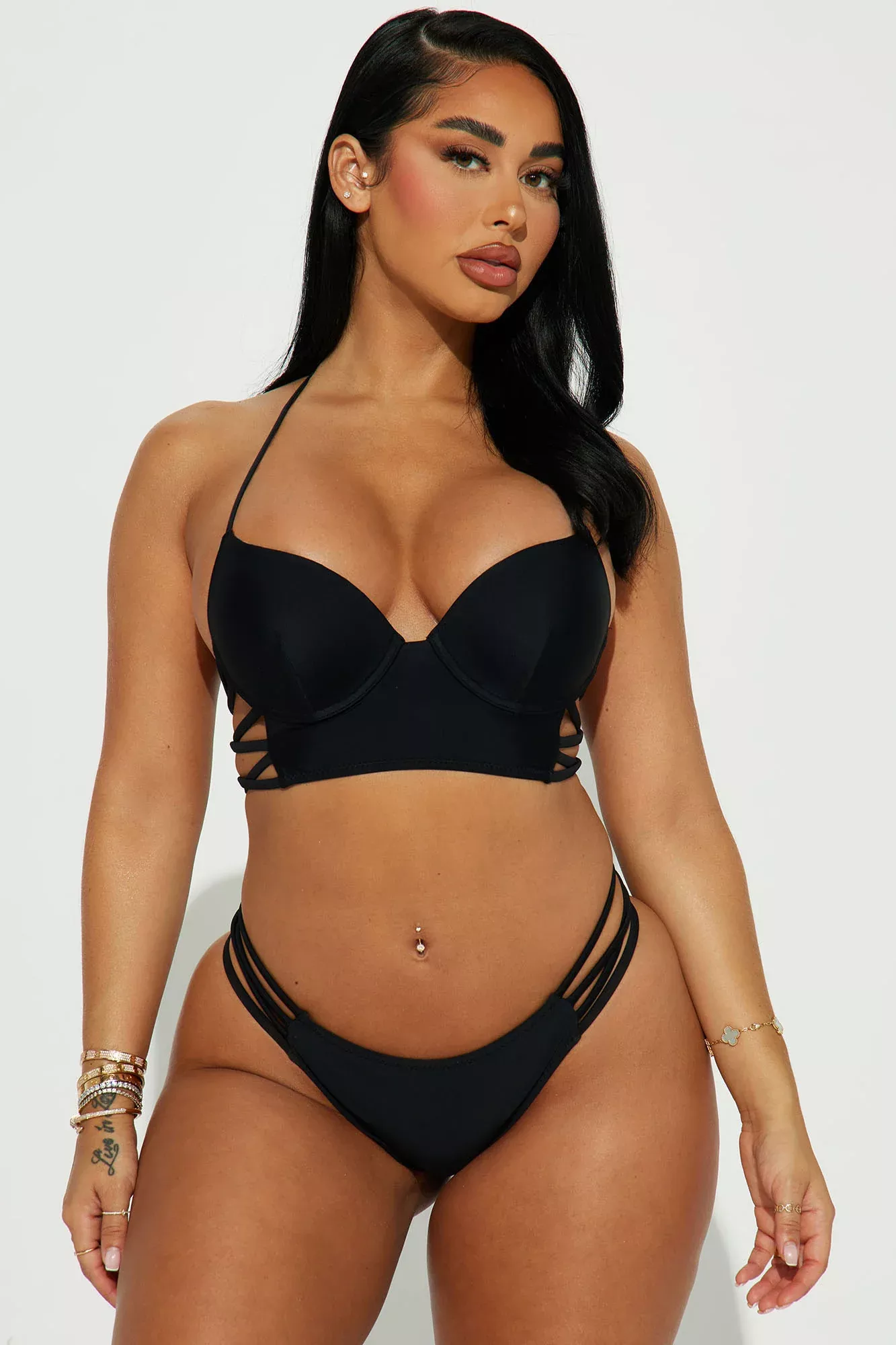 A Destination Strappy Halter 2 Piece Bikini - Black