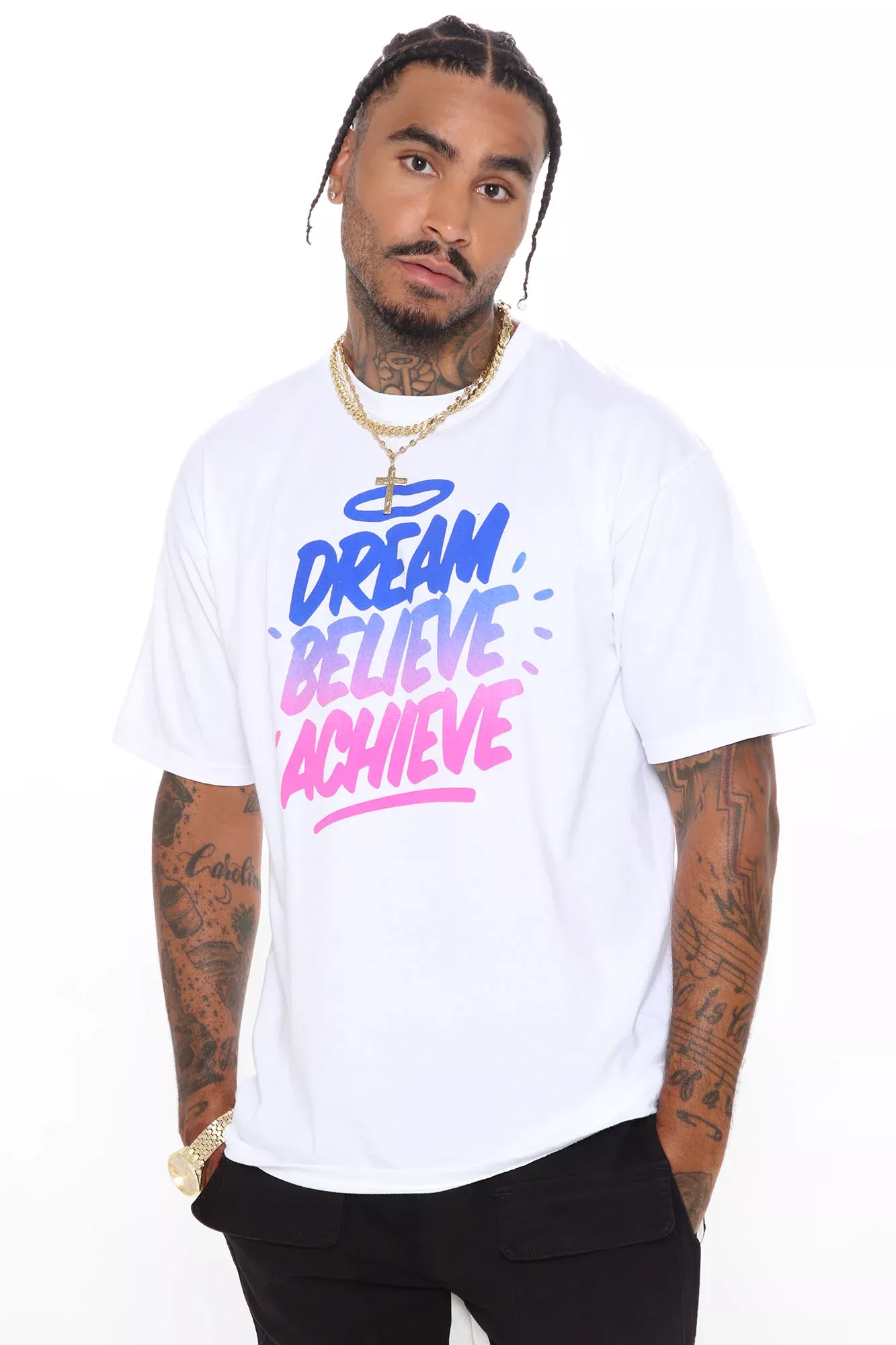 Dream And Believe Short Sleeve Tee - White/combo