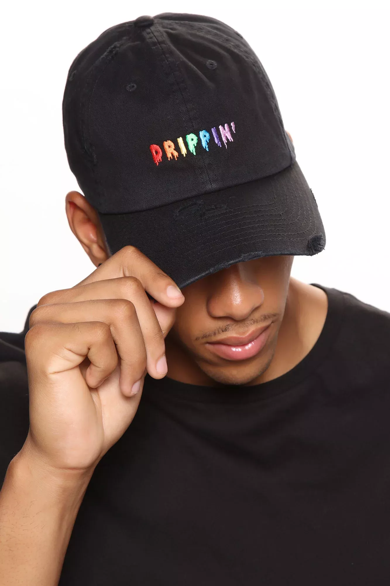 Drippin' Distressed Dad Hat - Black/combo