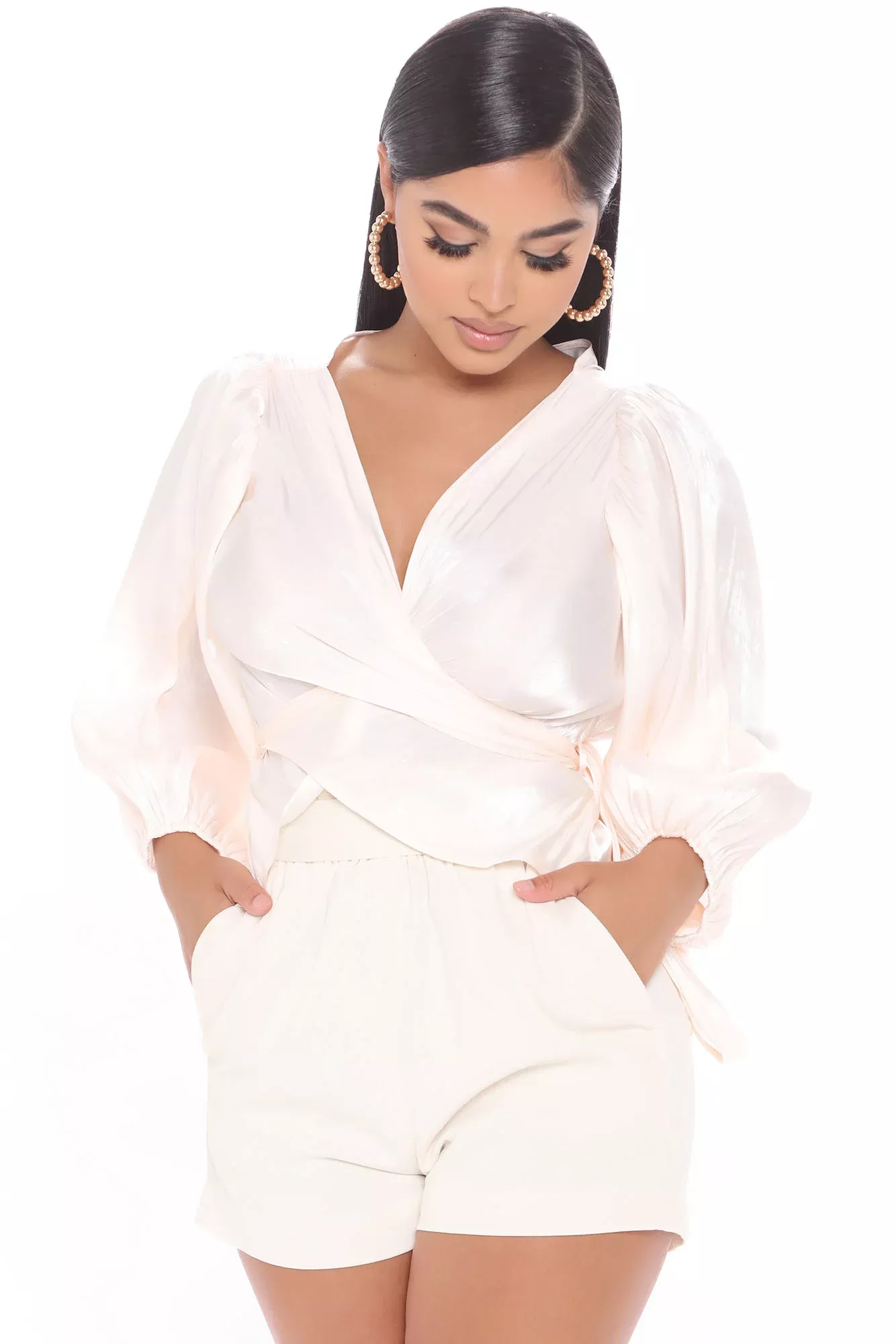 Effortlessly Chic Surplice Top - Off White