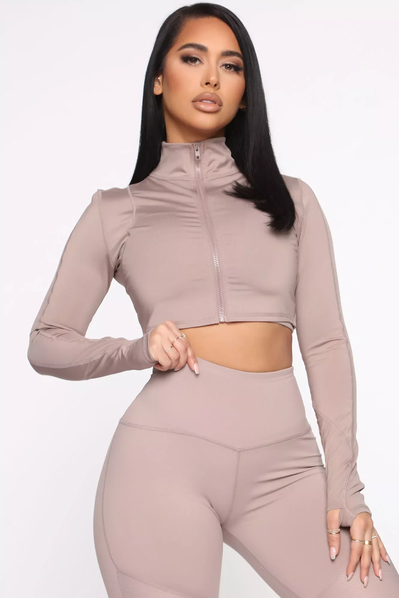 Endure Cropped Active Jacket In Power Flex - Mocha