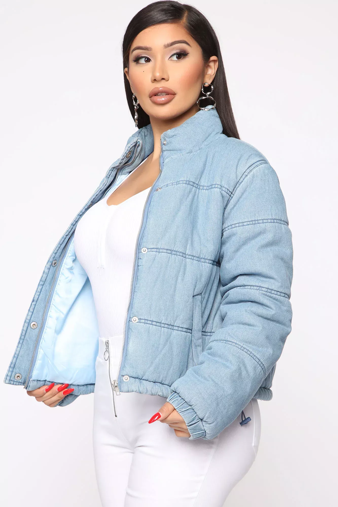 Everybody's Favorite Puffer Denim Jacket - Medium Wash