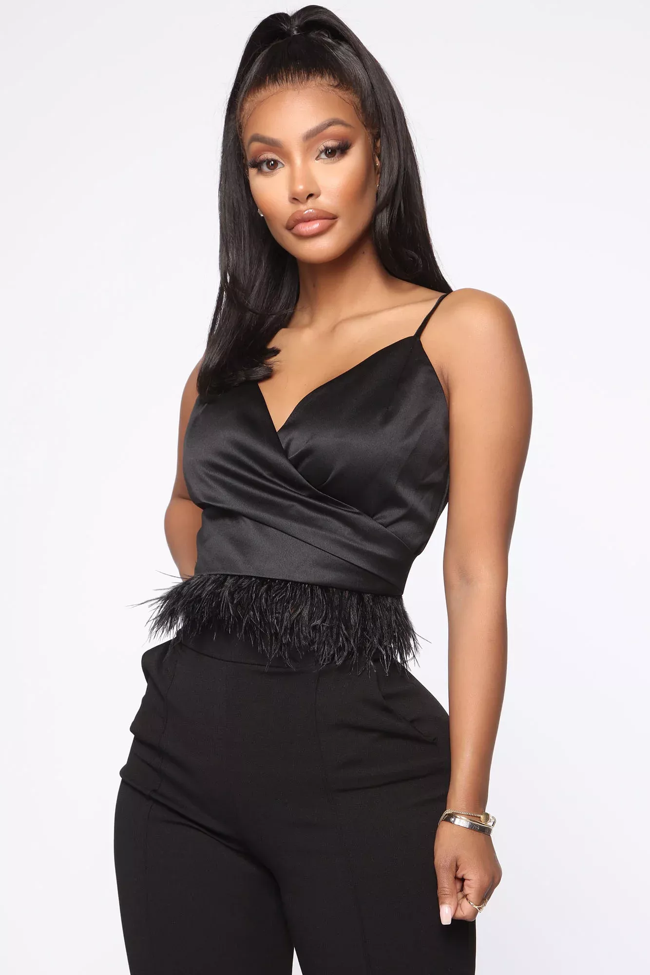 Fairy Tale Ending Feathered Top - Black