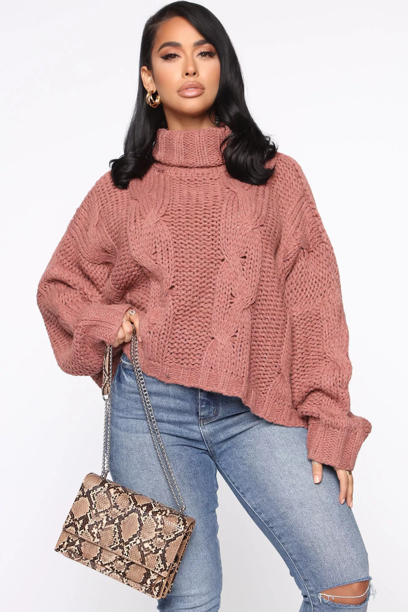Falling For Your Again Cable Knit Sweater - Marsala