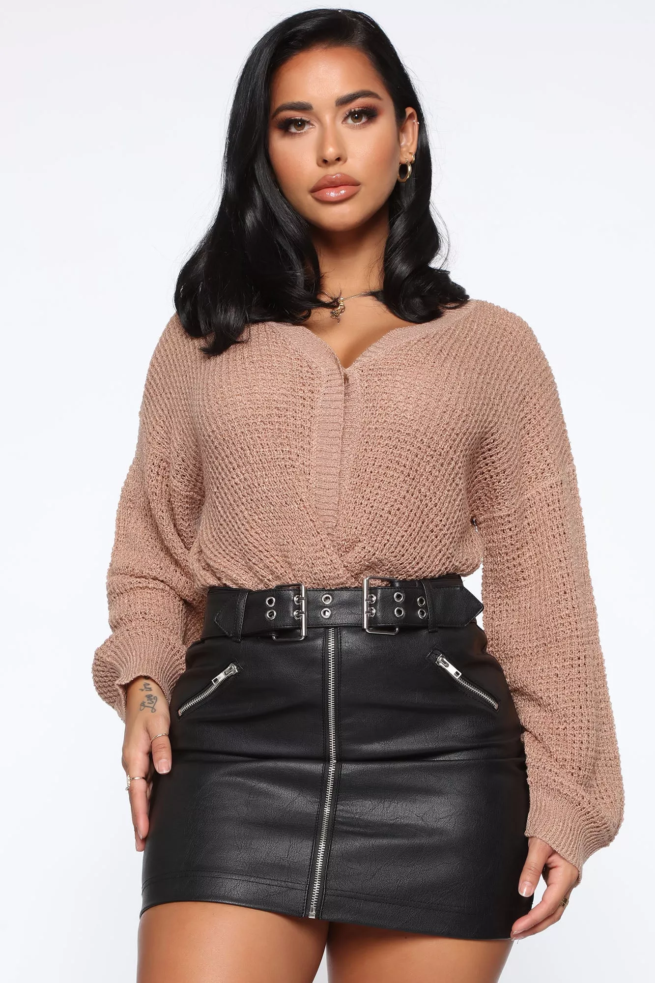 Getting To Know Me Knot Sweater - Tan