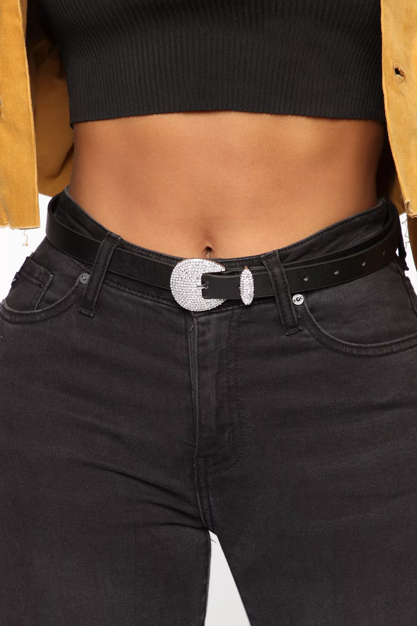 Glamour Trip Skinny Belt - Black