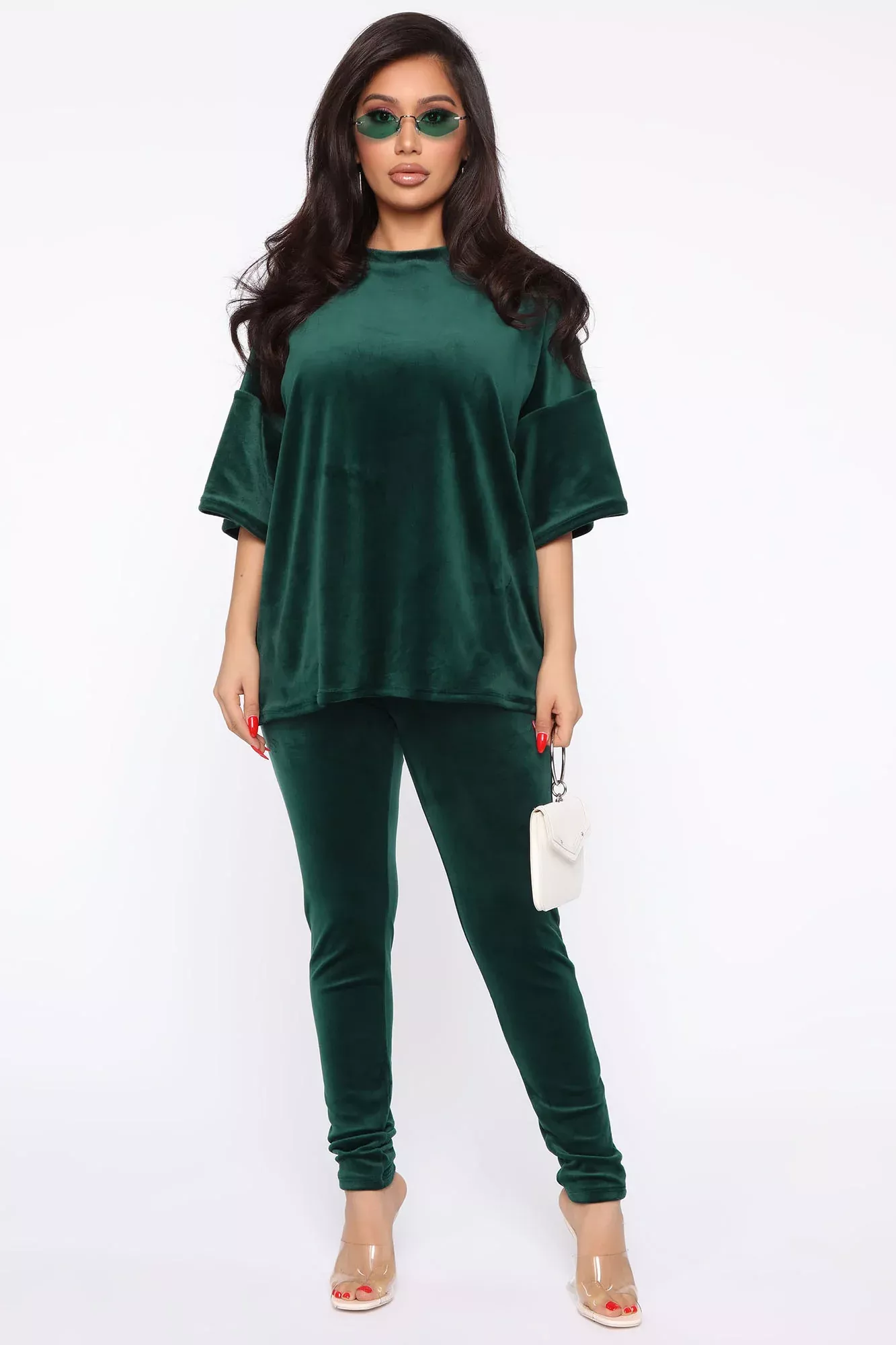 I'm A Softie Velour Pant Set - Hunter