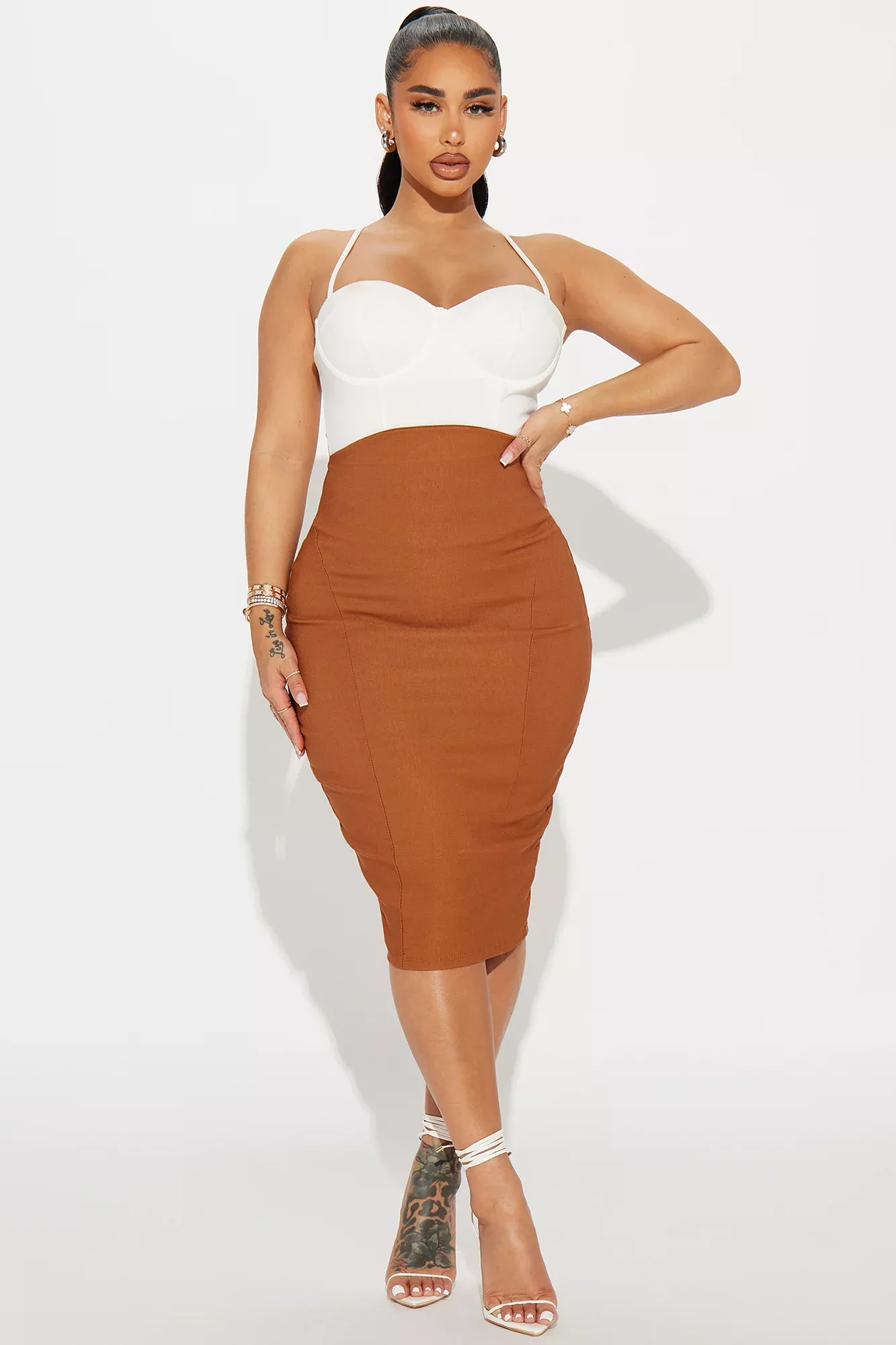 I See You Looking Super High Waist Skirt - Camel
