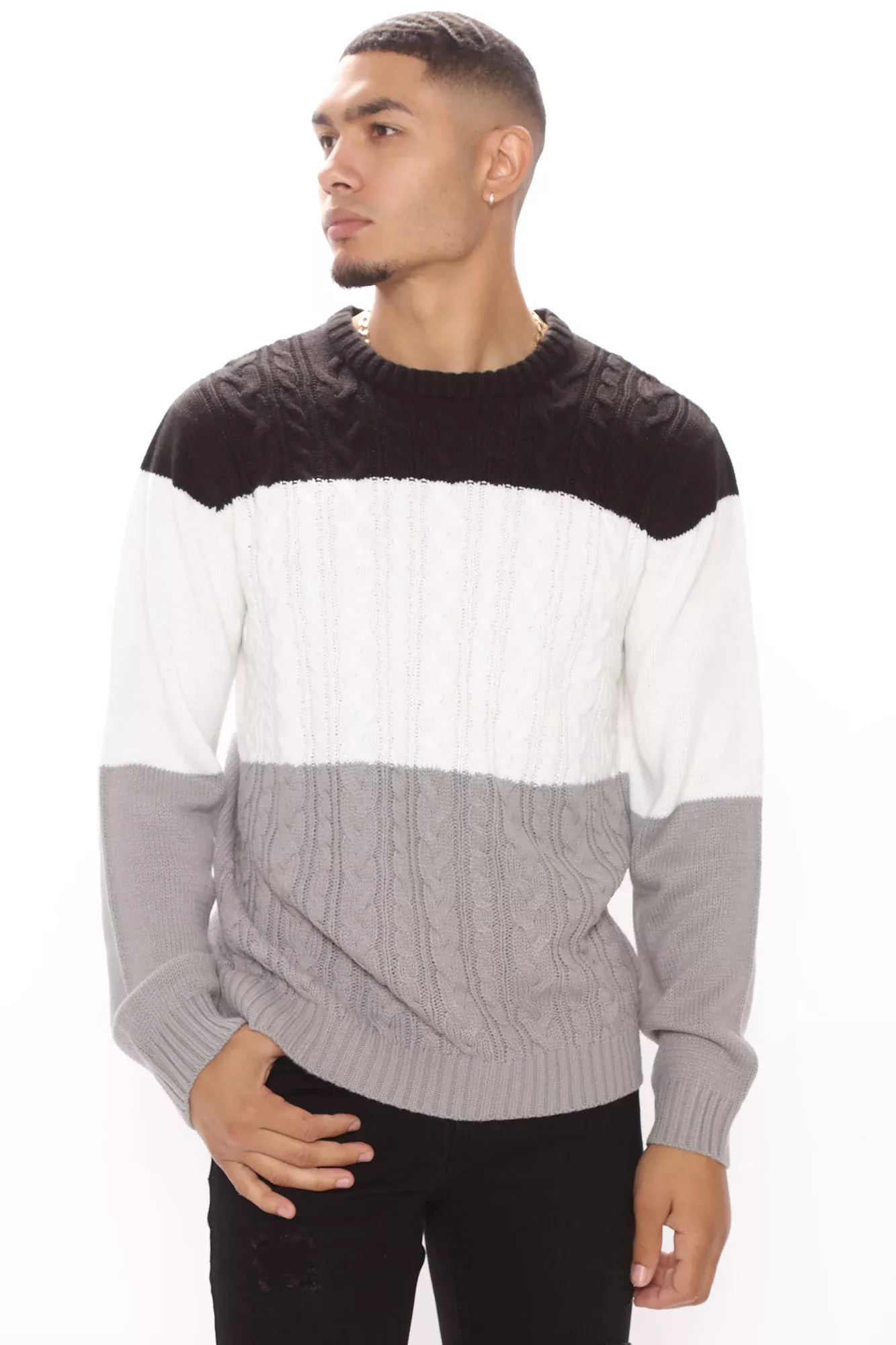 Jake Cable Knit Sweater - Black/combo