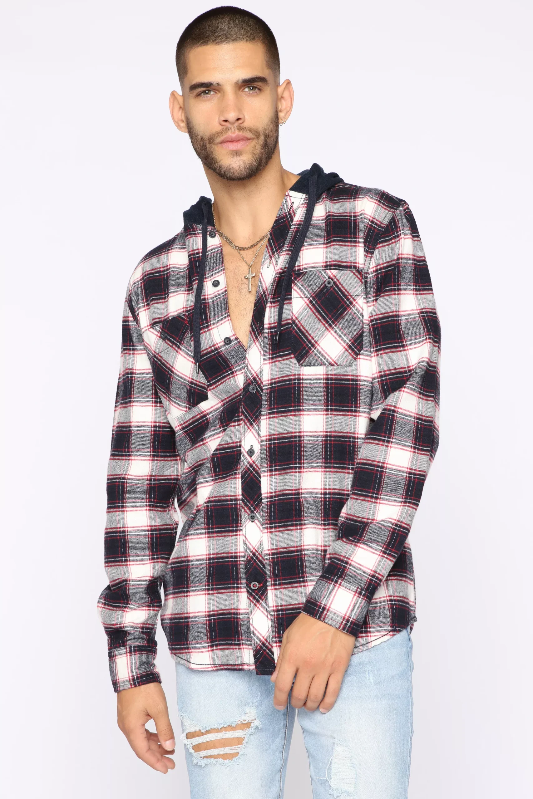 Jino Long Sleeve Woven Top - Navy/combo