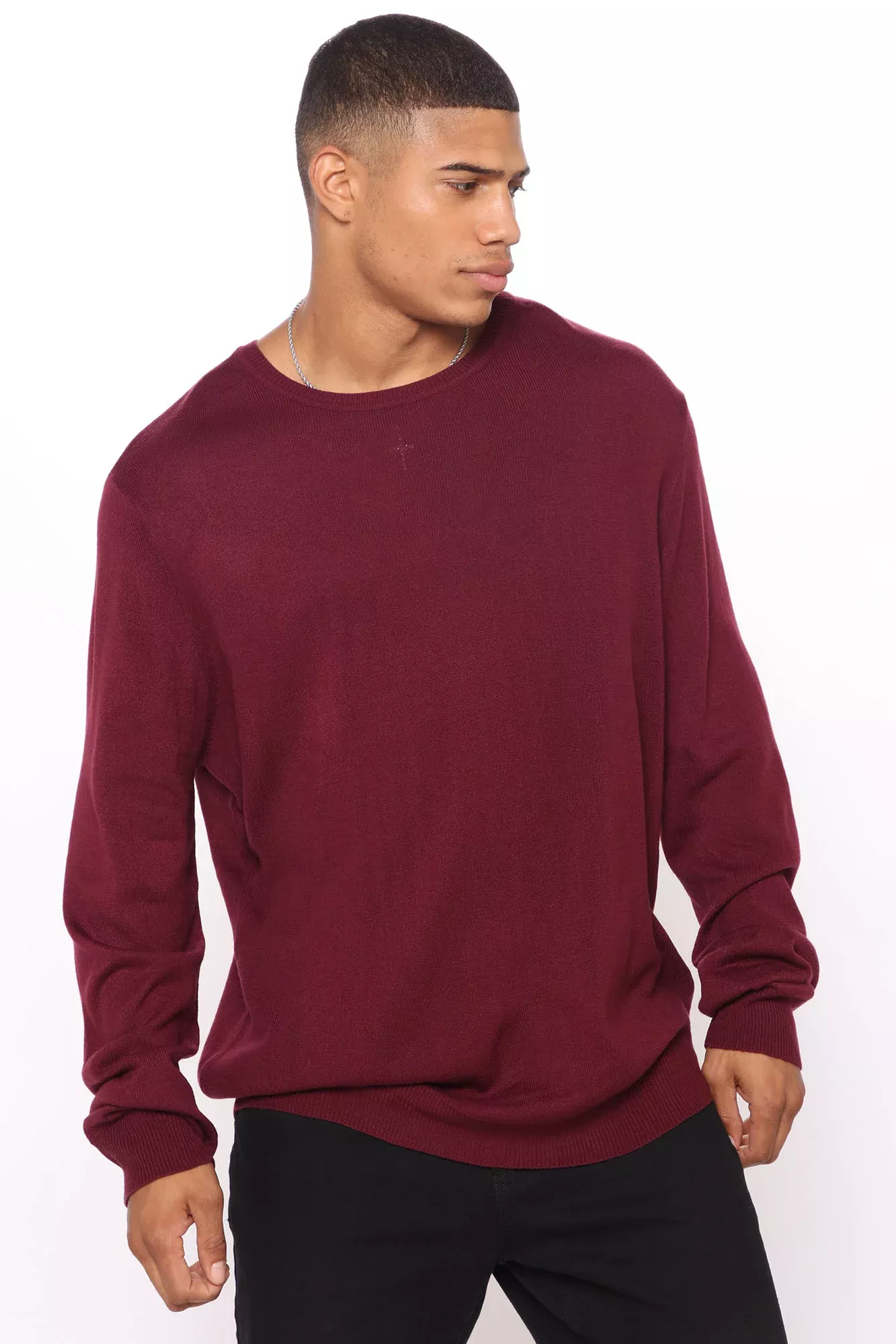 Keep It Simple Crew Neck Sweater - Burgundy