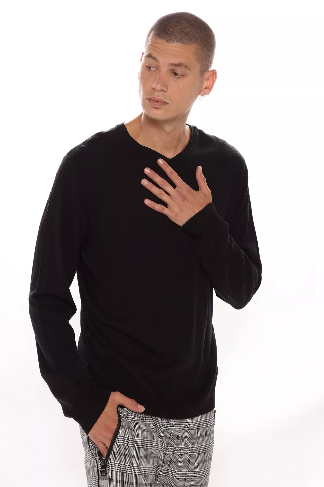 Keep It Simple V Neck Sweater - Black