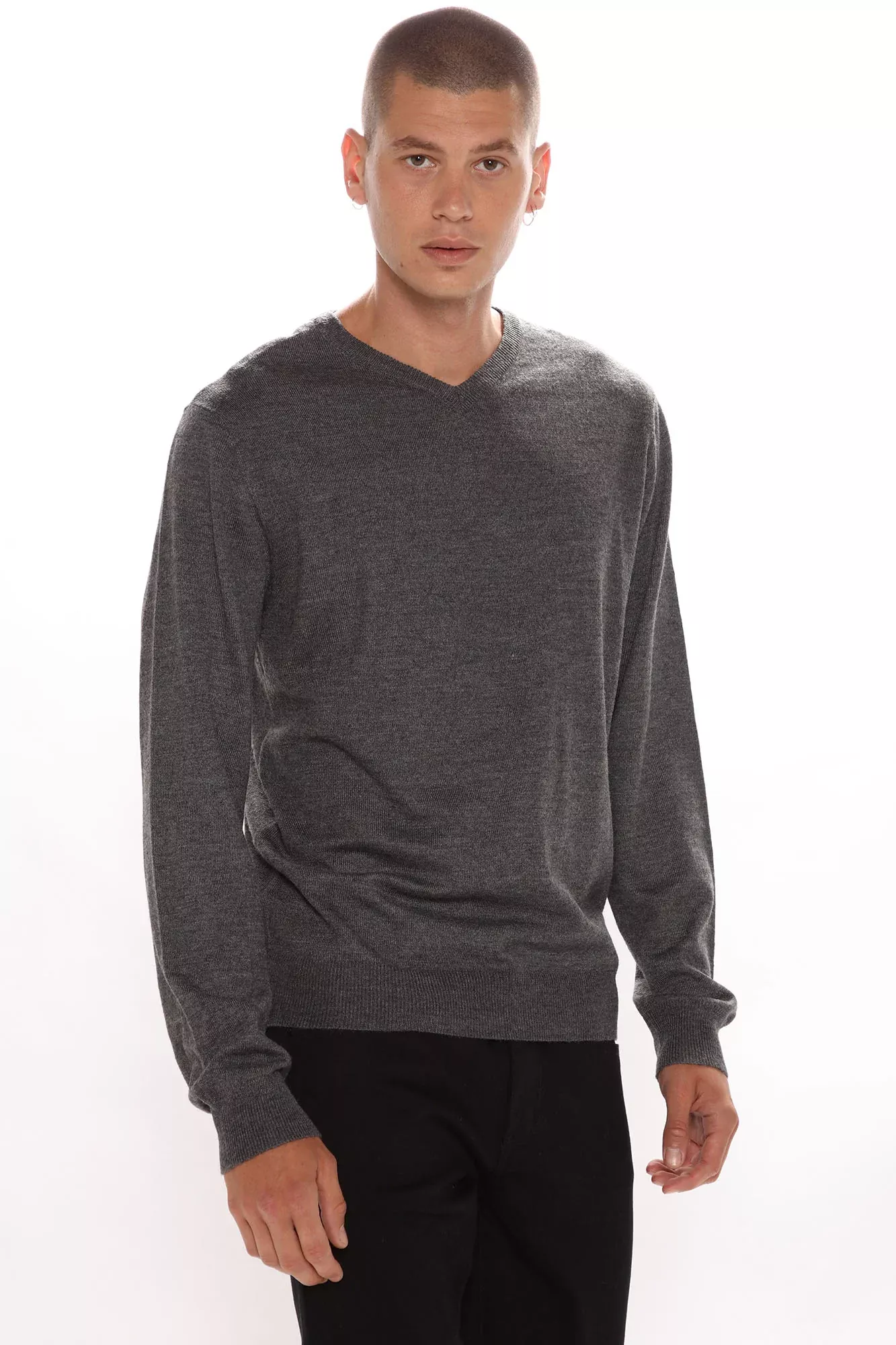 Keep It Simple V Neck Sweater - Charcoal